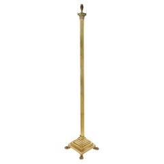 Antique Neoclassical Brass Corinthian Column Standard Lamp 19th Century