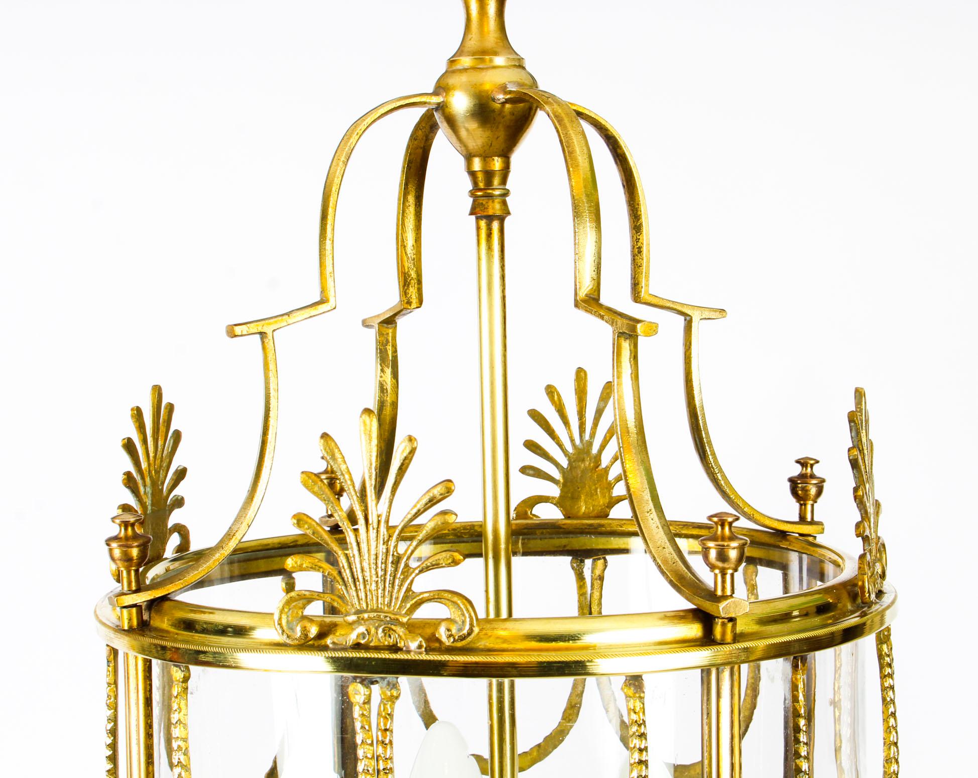 Antique Neoclassical Brass Hanging Lantern, 19th Century In Good Condition In London, GB