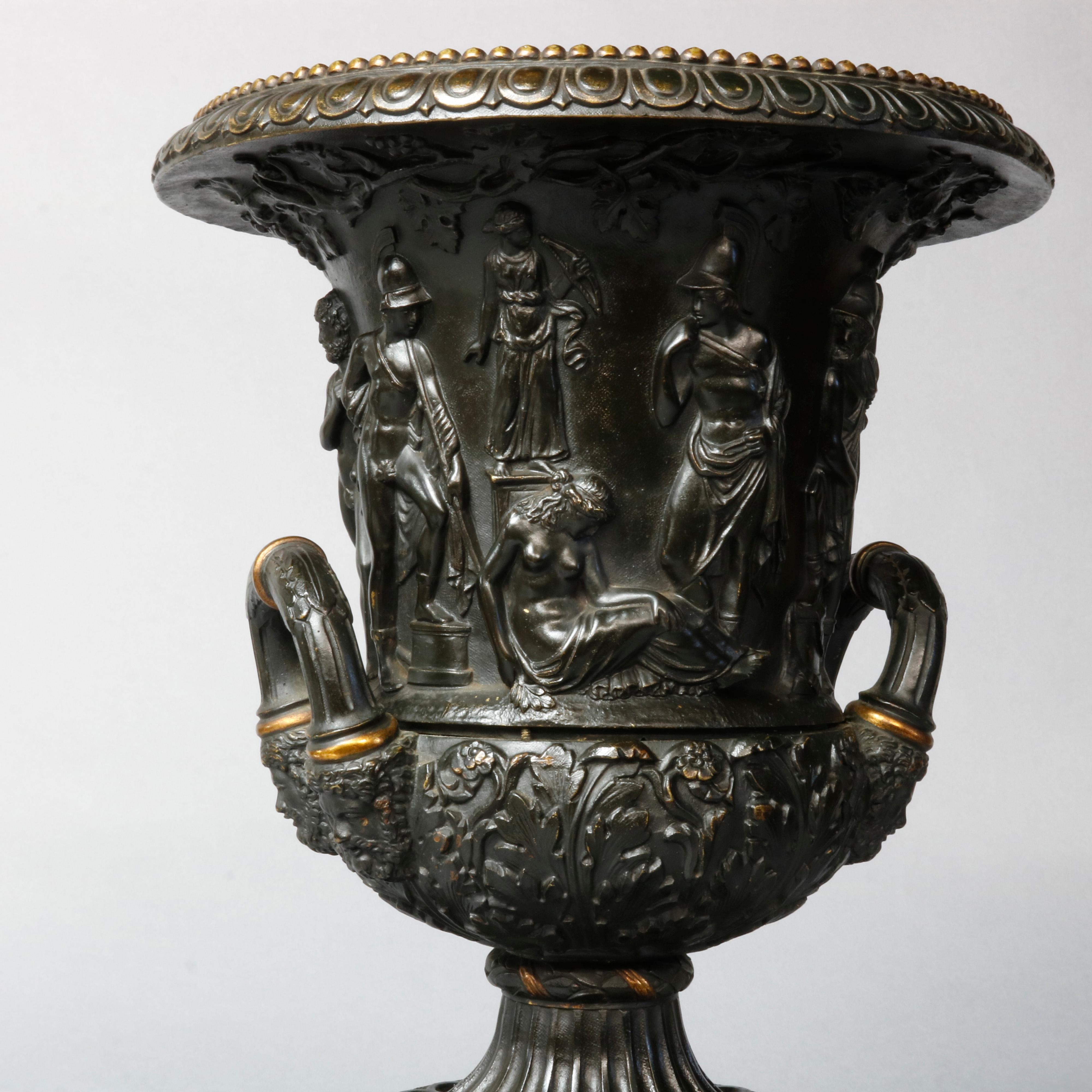 Cast Antique Neoclassical Bronze Barbedienne School Urns, circa 1880