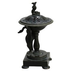 Antique Neoclassical Bronze Figural Sensor with Dolphin & Swan C1890