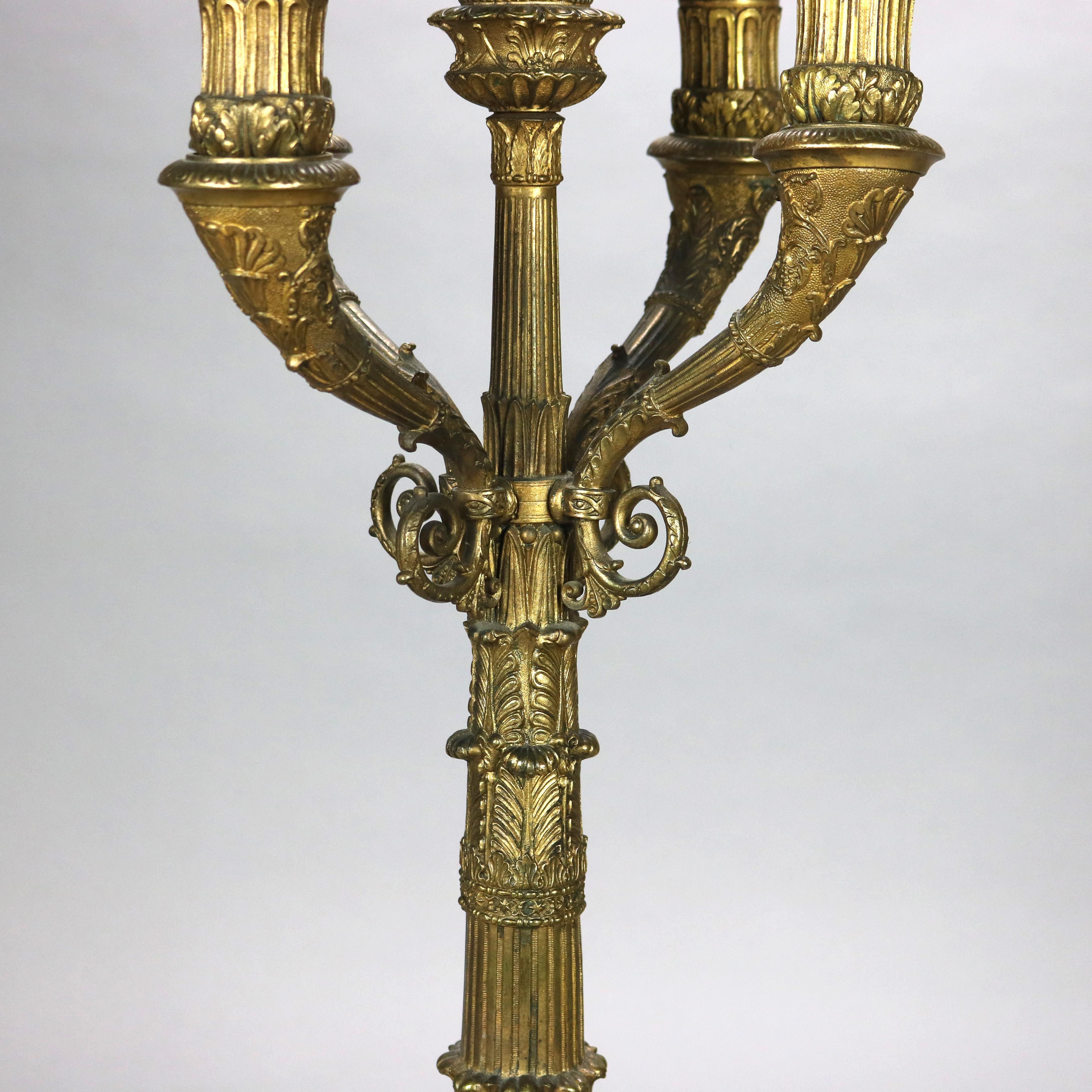 Antique Neoclassical Bronze Five Light Candelabra Table Lamp C1890

Measures - 34 3/8