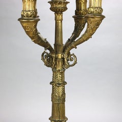 Antique Neoclassical Bronze Five Light Candelabra Table Lamp C1890