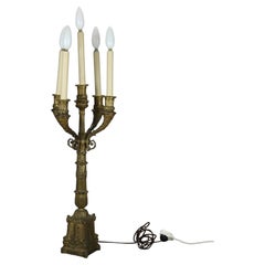 Antique Neoclassical Bronze Five Light Candelabra Table Lamp C1890