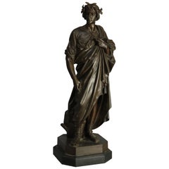 Antique Neoclassical Bronze Scholar Portrait Sculpture, circa 1870