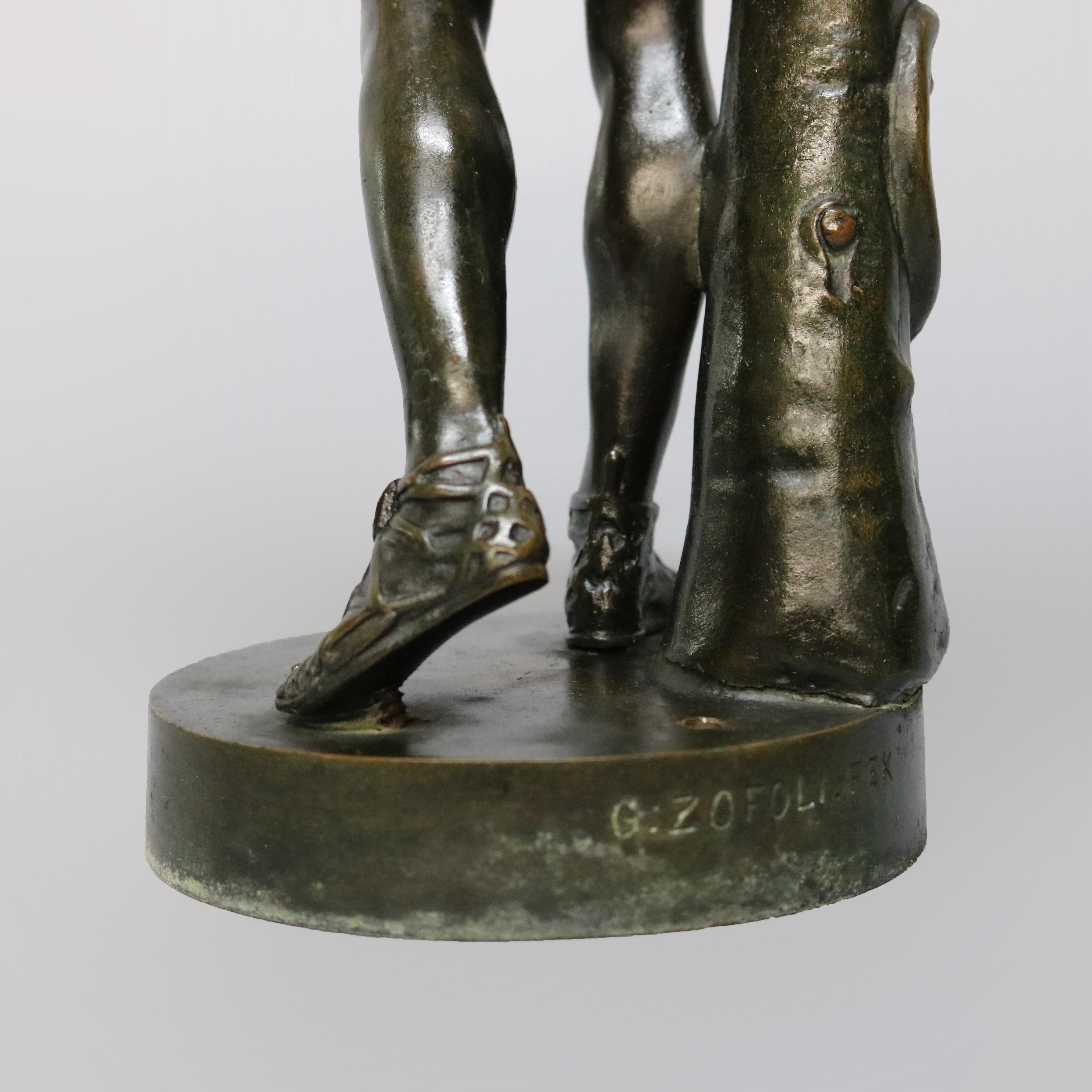 Antique Neoclassical Bronze Sculpture Apollo Belvedere Signed G. Zofoli 7