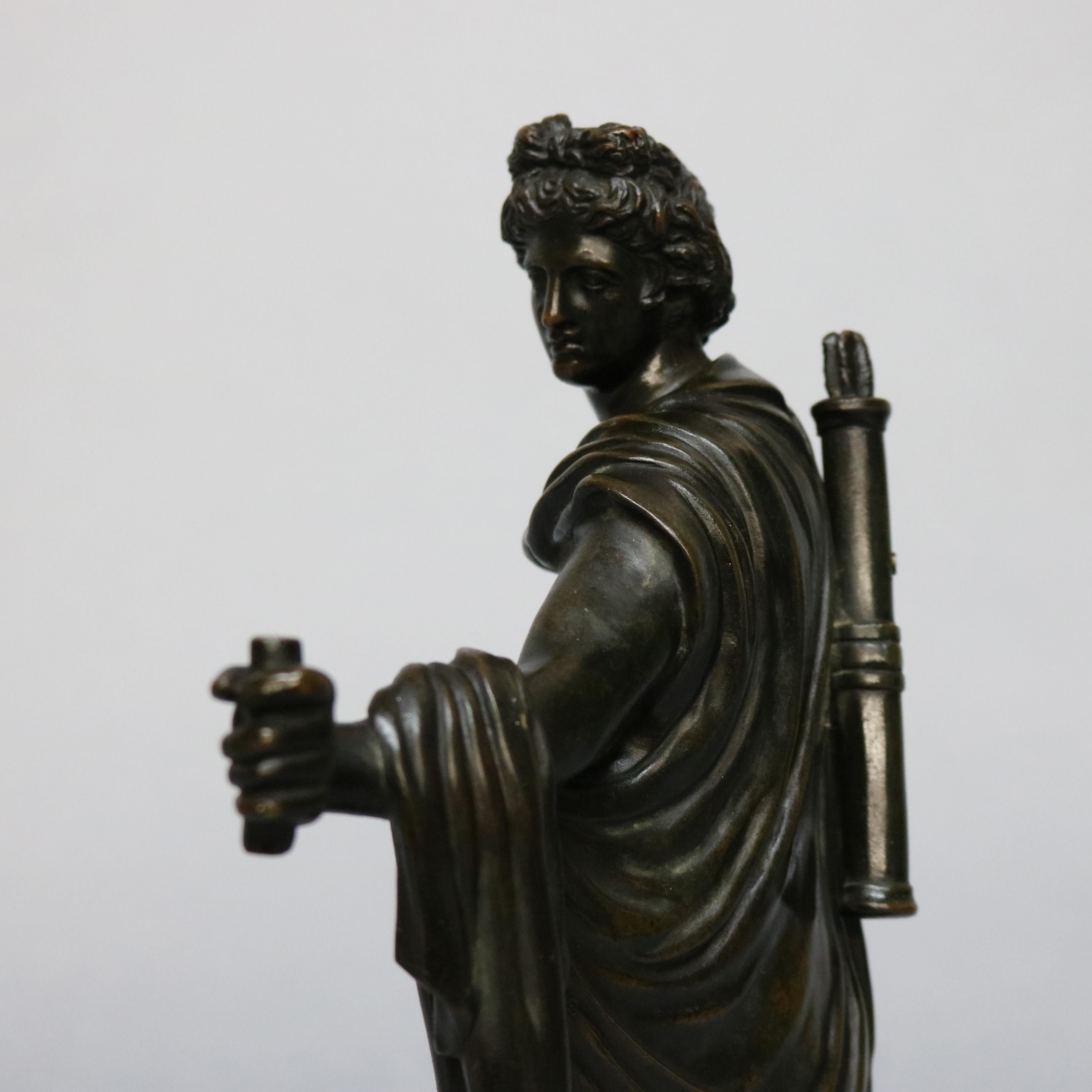 Cast Antique Neoclassical Bronze Sculpture Apollo Belvedere Signed G. Zofoli