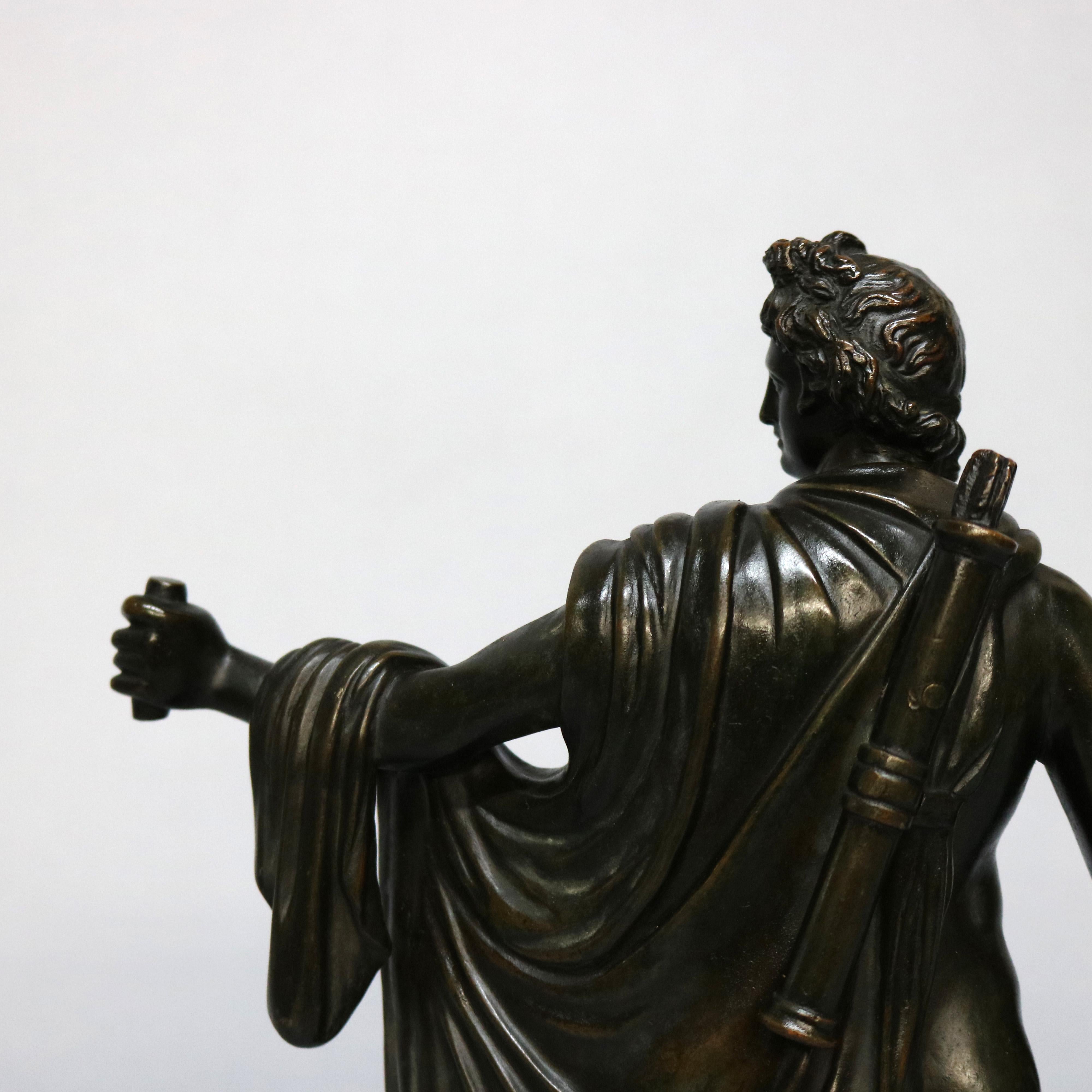 Antique Neoclassical Bronze Sculpture Apollo Belvedere Signed G. Zofoli In Good Condition In Big Flats, NY