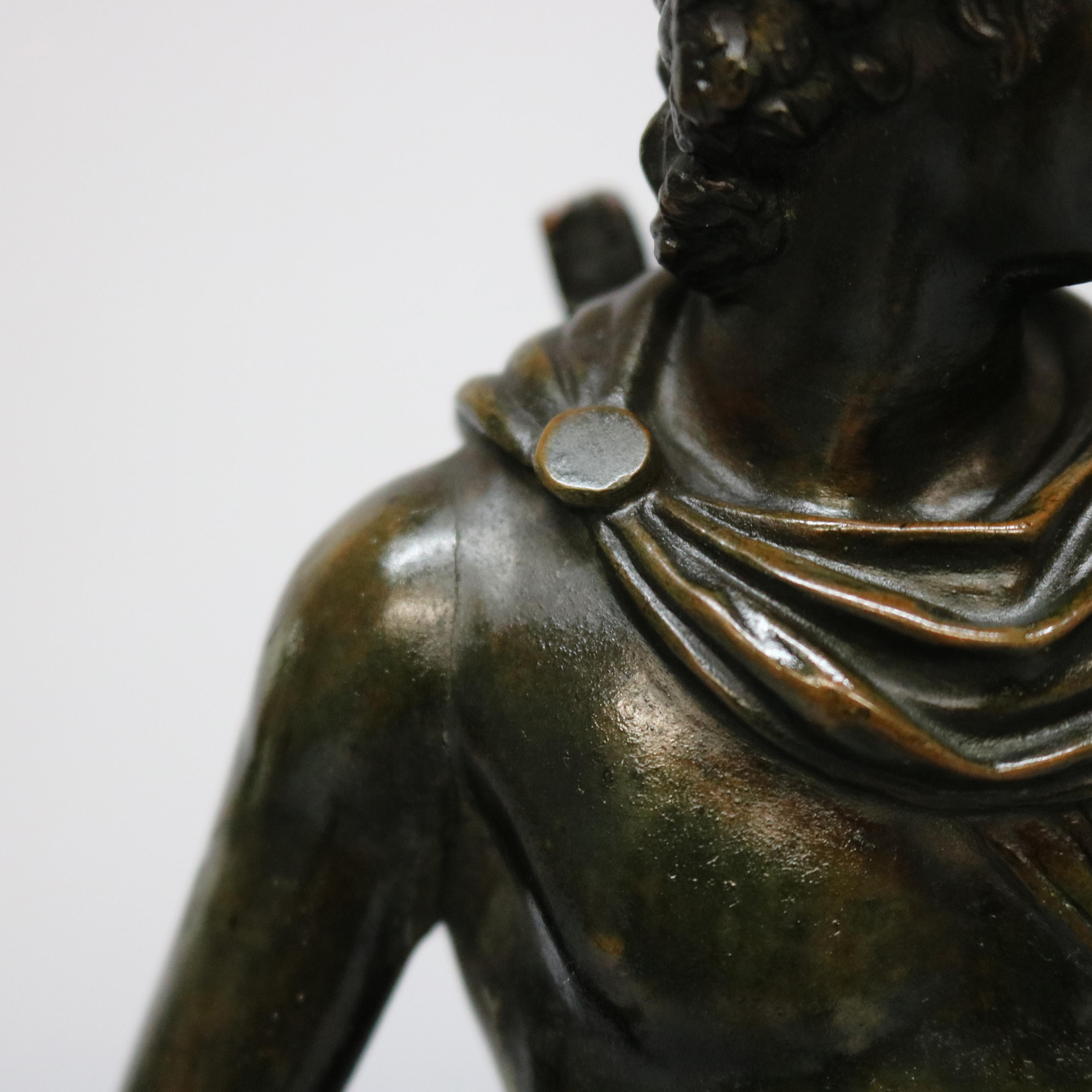 Metal Antique Neoclassical Bronze Sculpture Apollo Belvedere Signed G. Zofoli