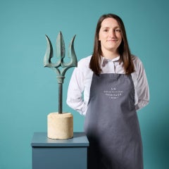 Antique Neoclassical Bronze Trident Sculpture