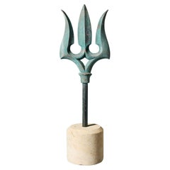 Antique Neoclassical Bronze Trident Sculpture