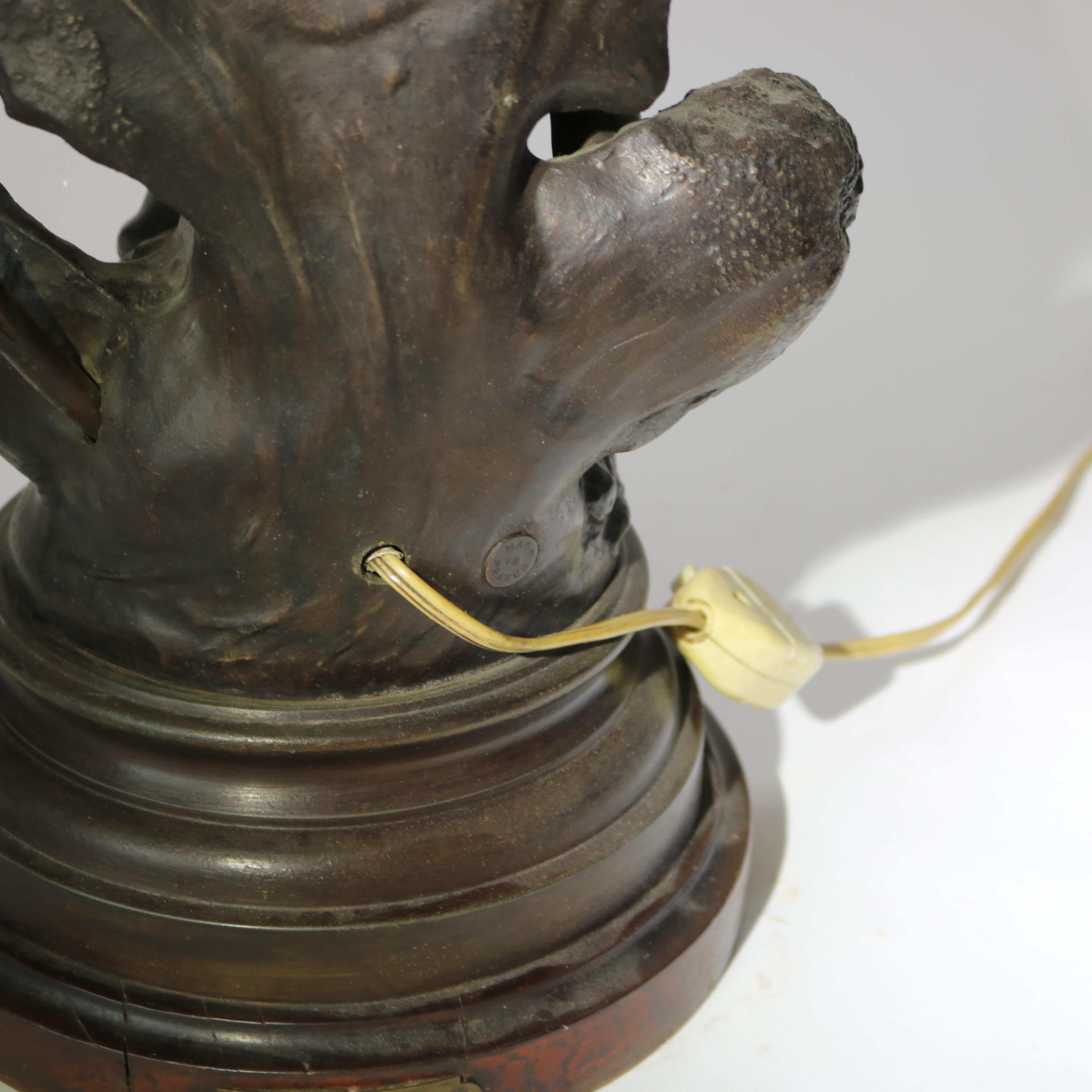 Antique Neoclassical Bronzed Figural Newell Lamp, Nereides by A. Moreau, C1900 8