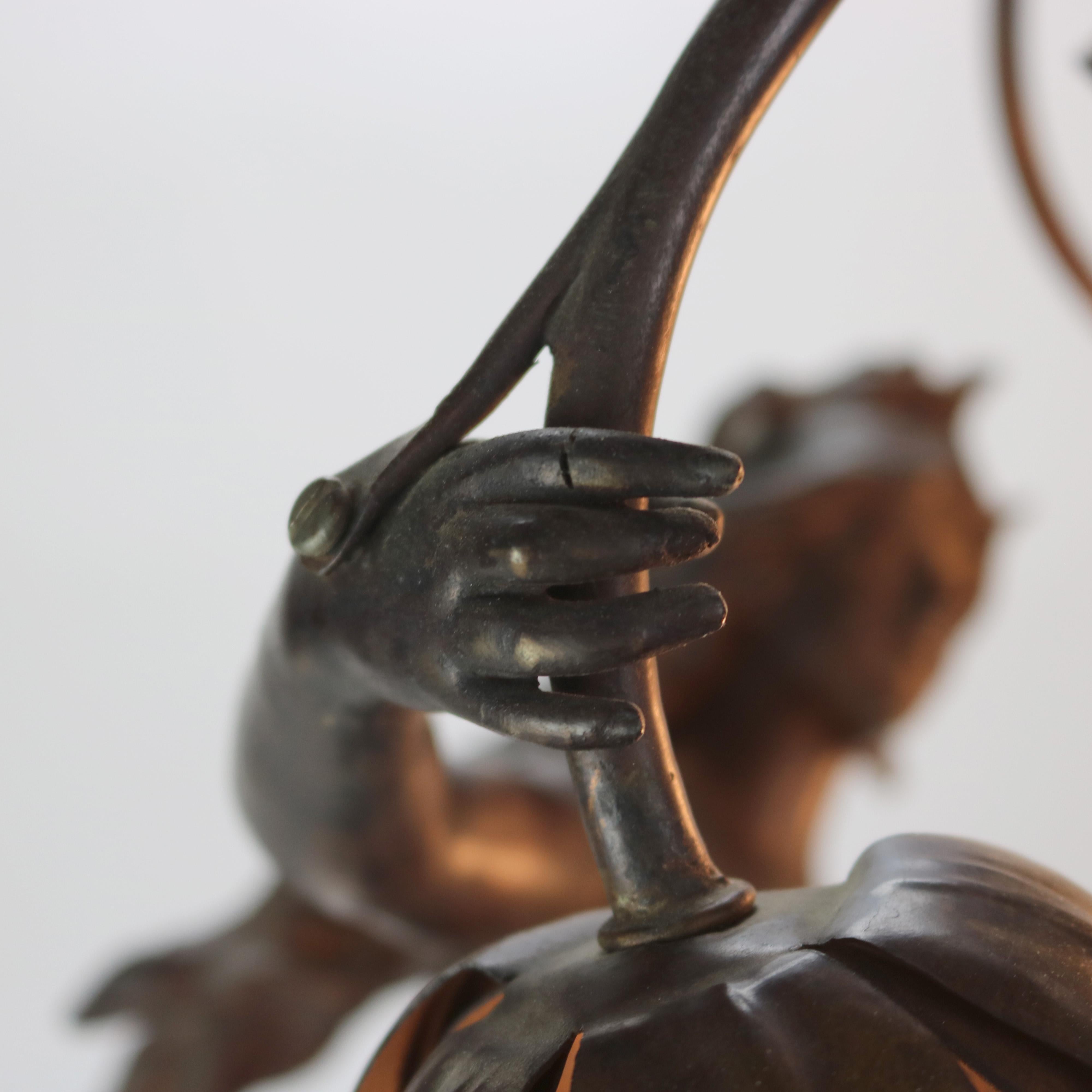 Antique Neoclassical Bronzed Figural Newell Lamp, Nereides by A. Moreau, C1900 15