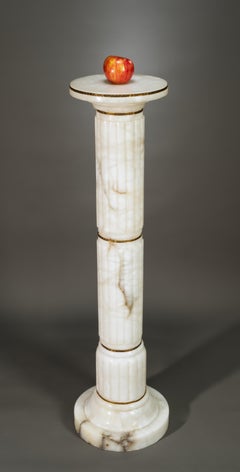 Antique Neoclassical Carved Alabaster Pedestal Column, Spain