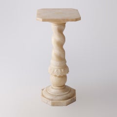 Antique Neoclassical Carved Alabaster Rope Twist Sculpture Display Pedestal 1900