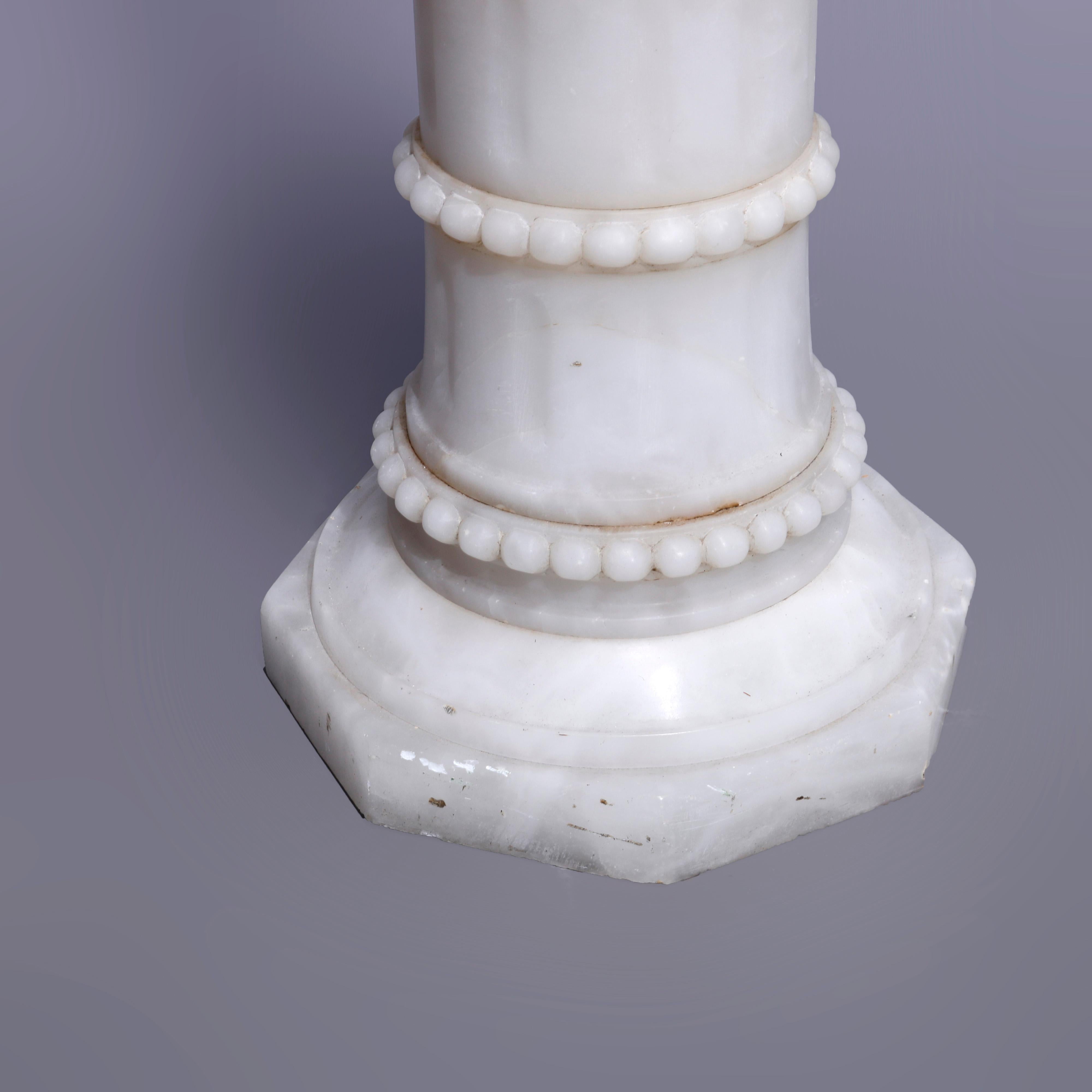 Antique Neoclassical Carved Alabaster Sculpture Display Pedestal Circa 1890 For Sale 5