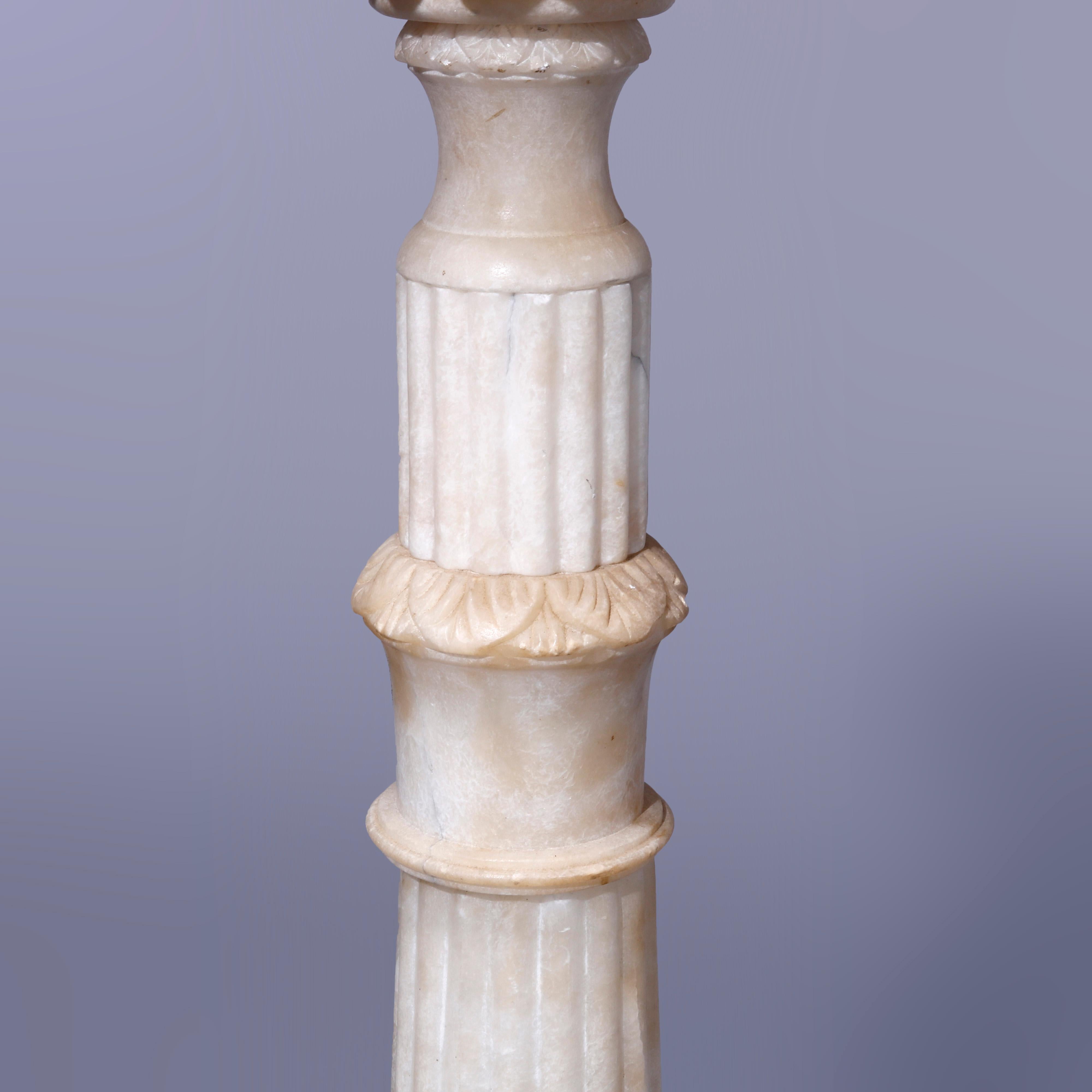 Antique Neoclassical Carved Alabaster Sculpture Display Pedestal Circa 1890 5
