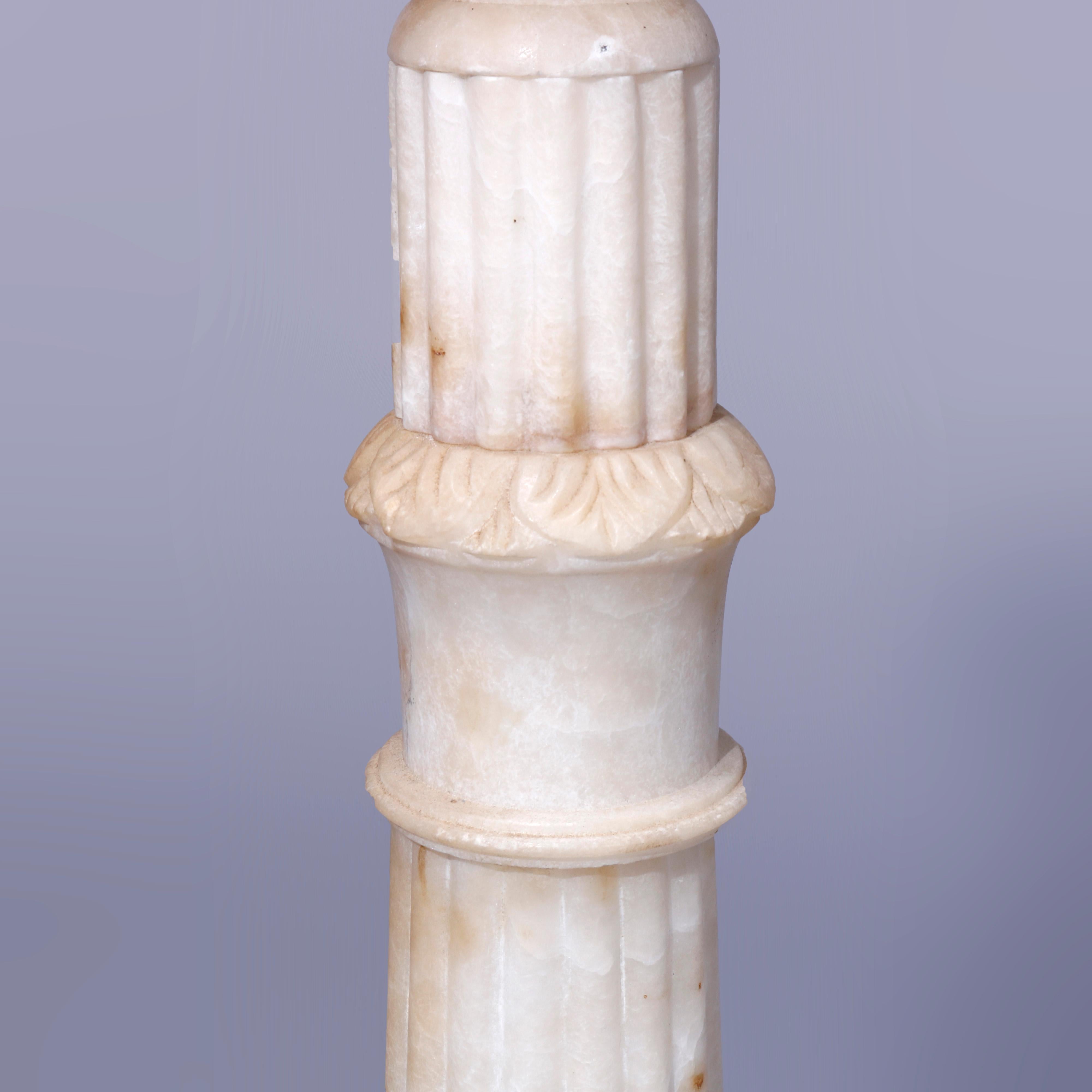 Antique Neoclassical Carved Alabaster Sculpture Display Pedestal Circa 1890 6