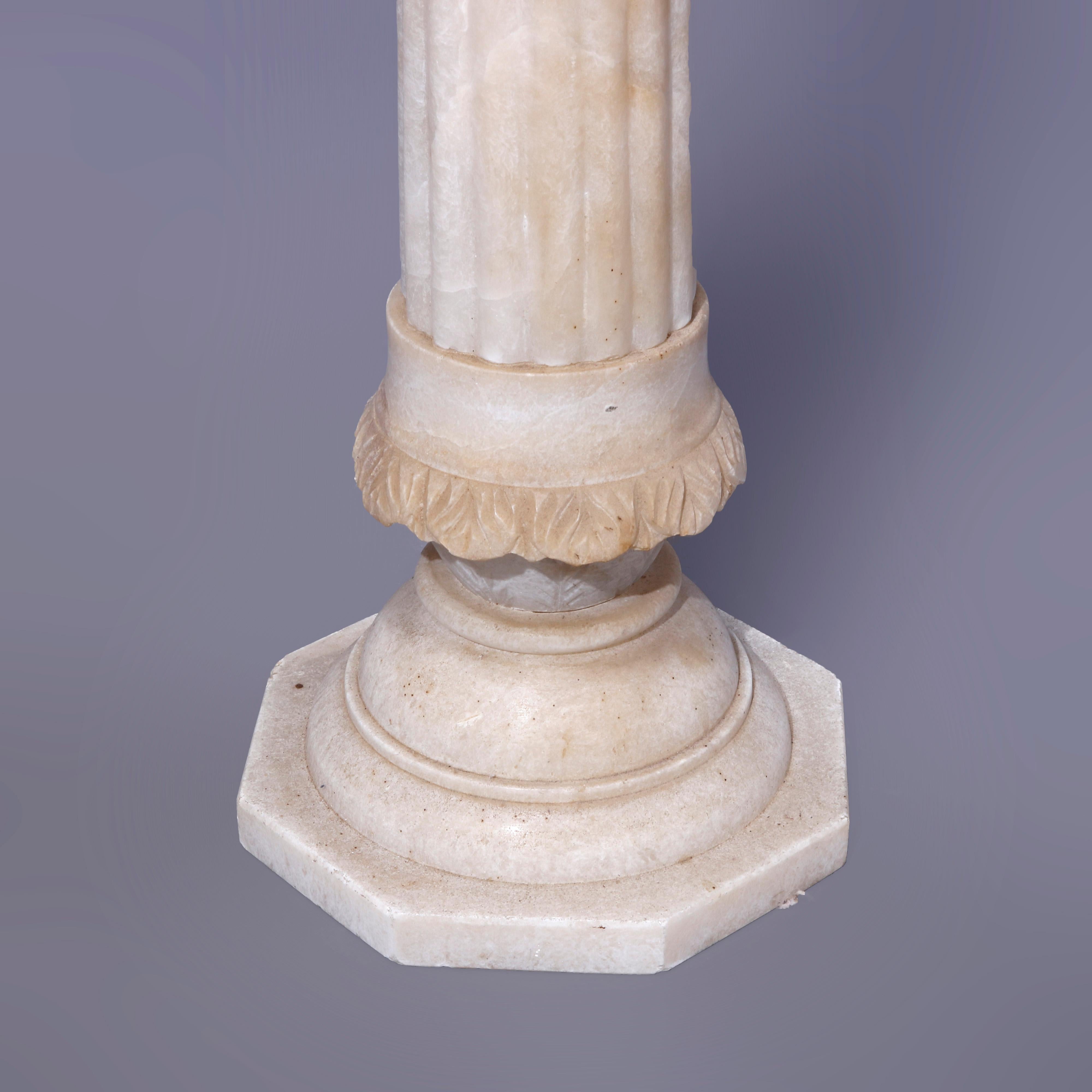 Antique Neoclassical Carved Alabaster Sculpture Display Pedestal Circa 1890 7