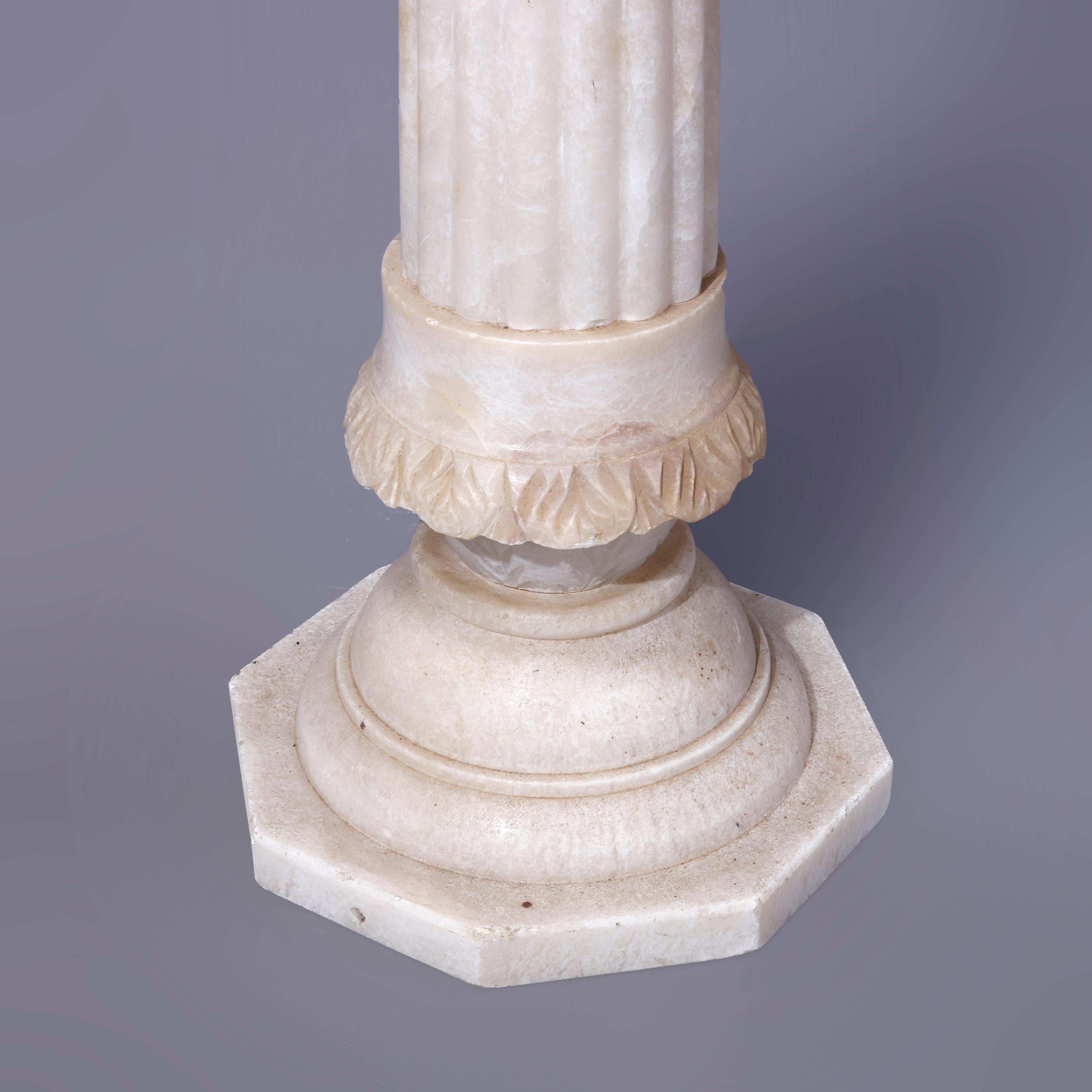 Antique Neoclassical Carved Alabaster Sculpture Display Pedestal Circa 1890 8