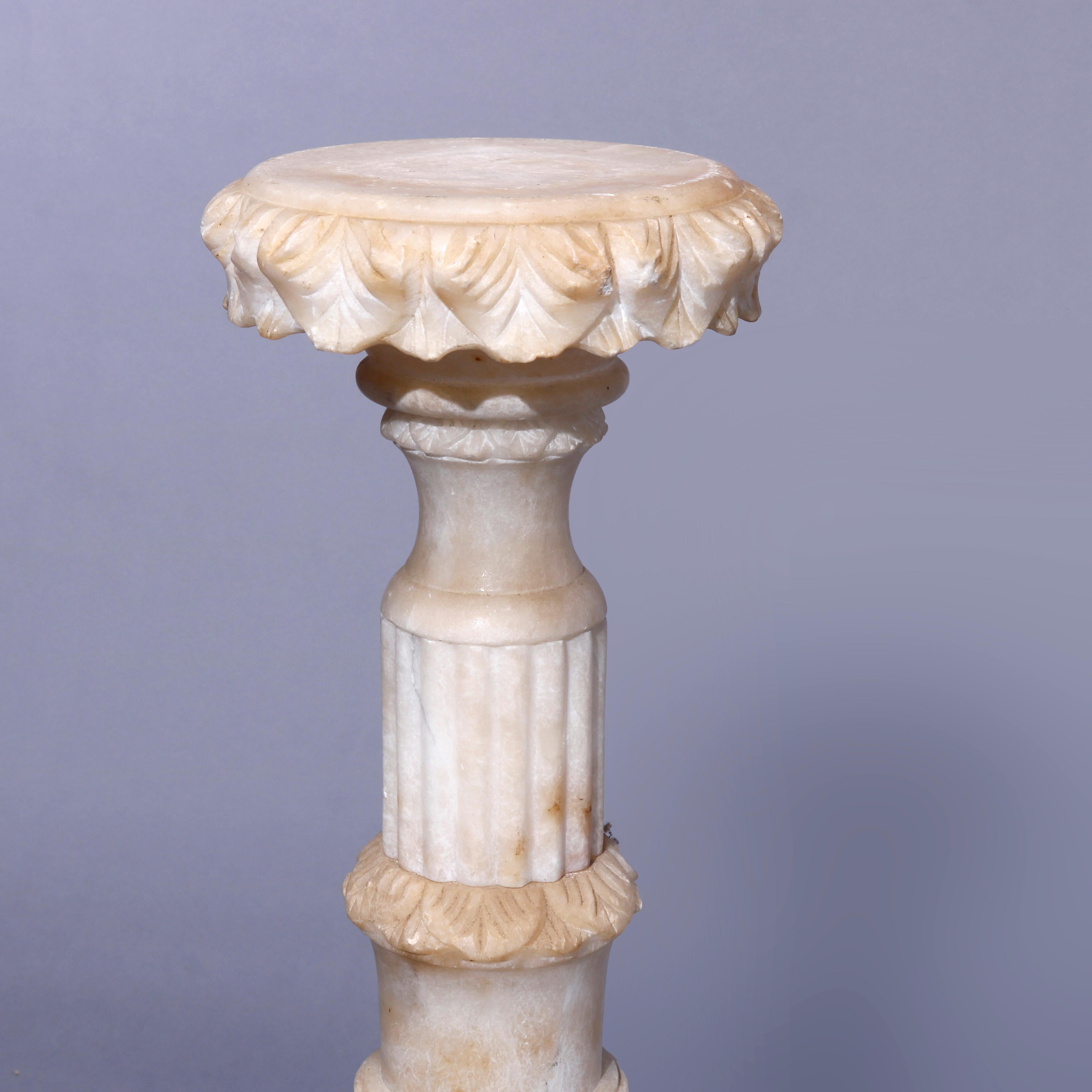 Antique Neoclassical Carved Alabaster Sculpture Display Pedestal Circa 1890 1