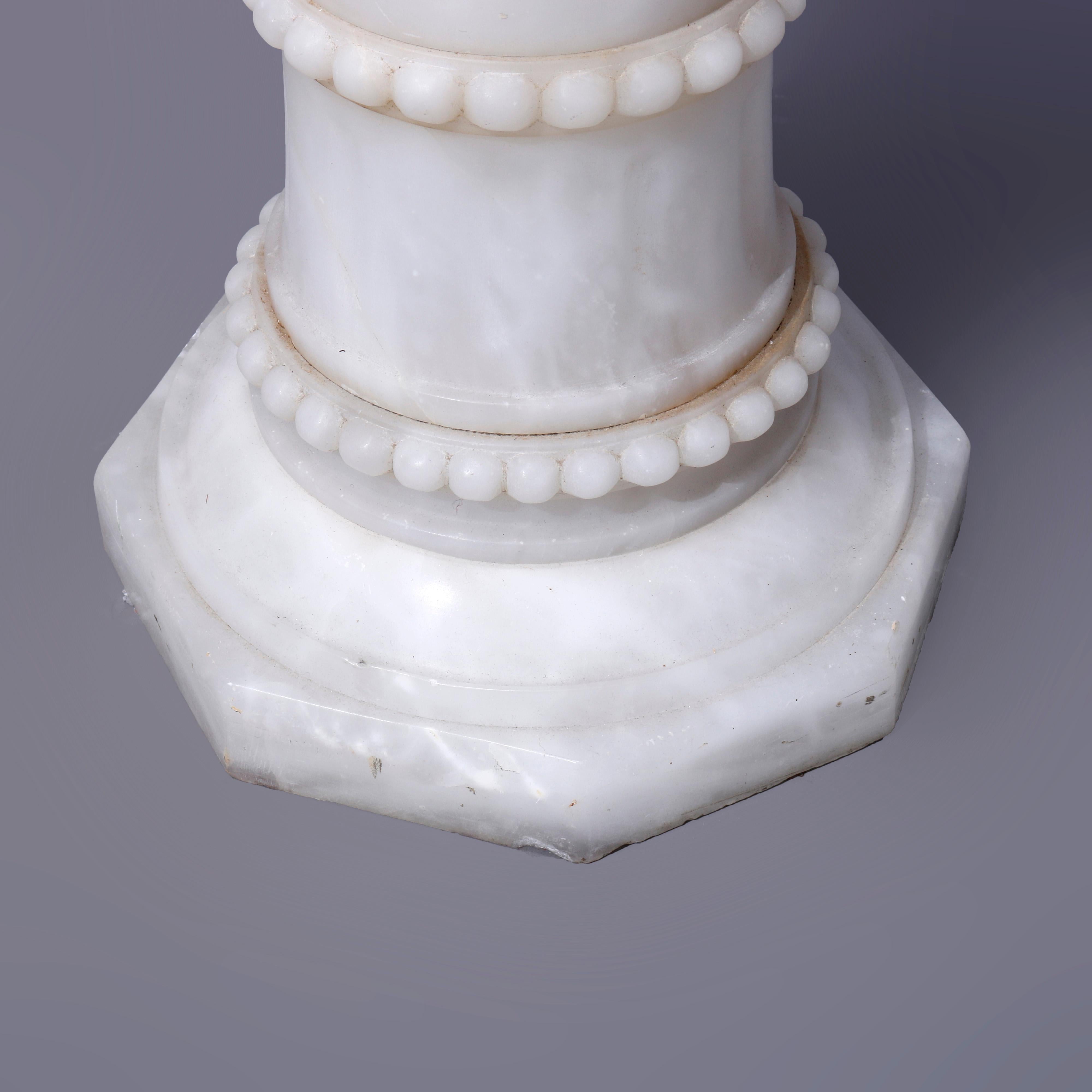 Antique Neoclassical Carved Alabaster Sculpture Display Pedestal Circa 1890 For Sale 2