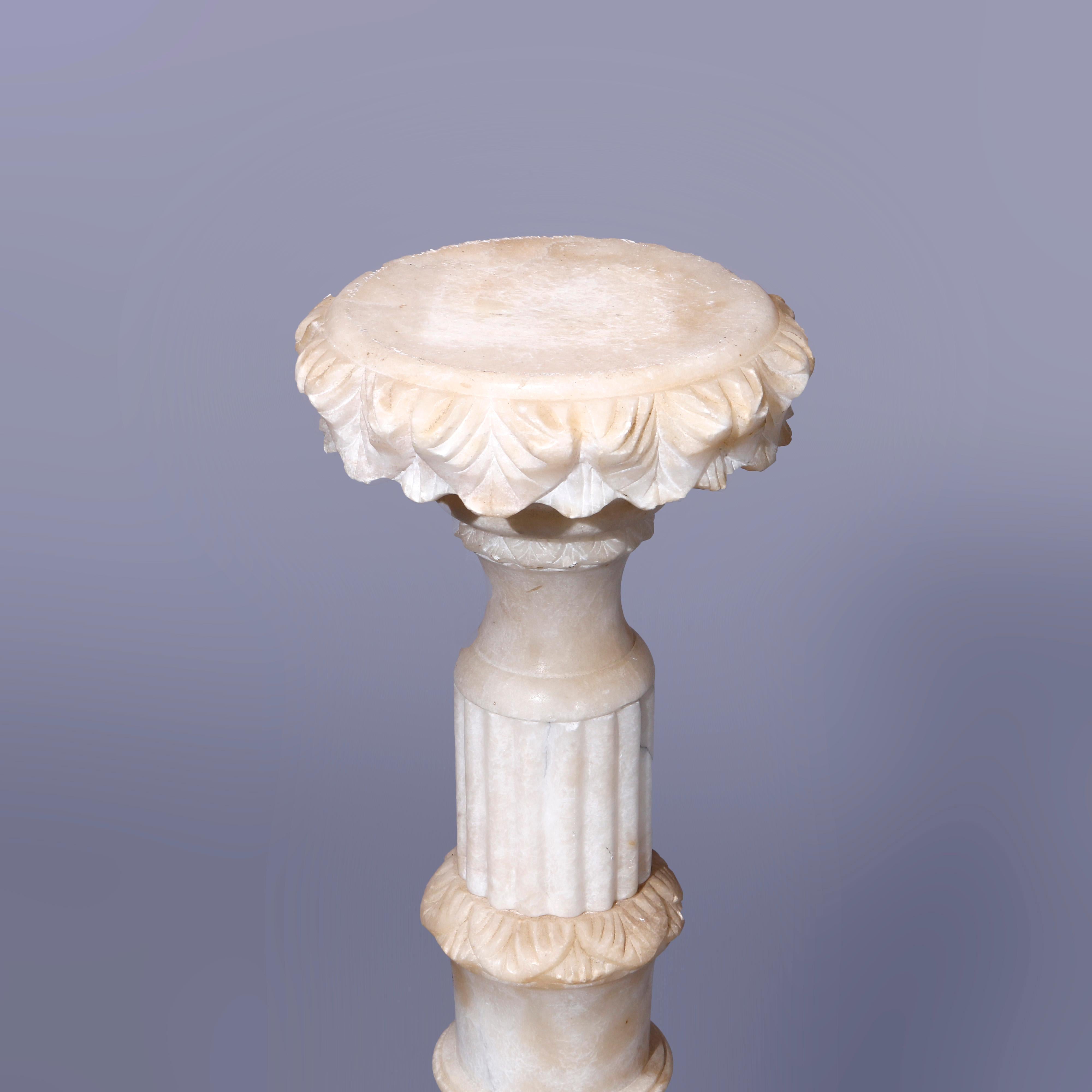 Antique Neoclassical Carved Alabaster Sculpture Display Pedestal Circa 1890 2