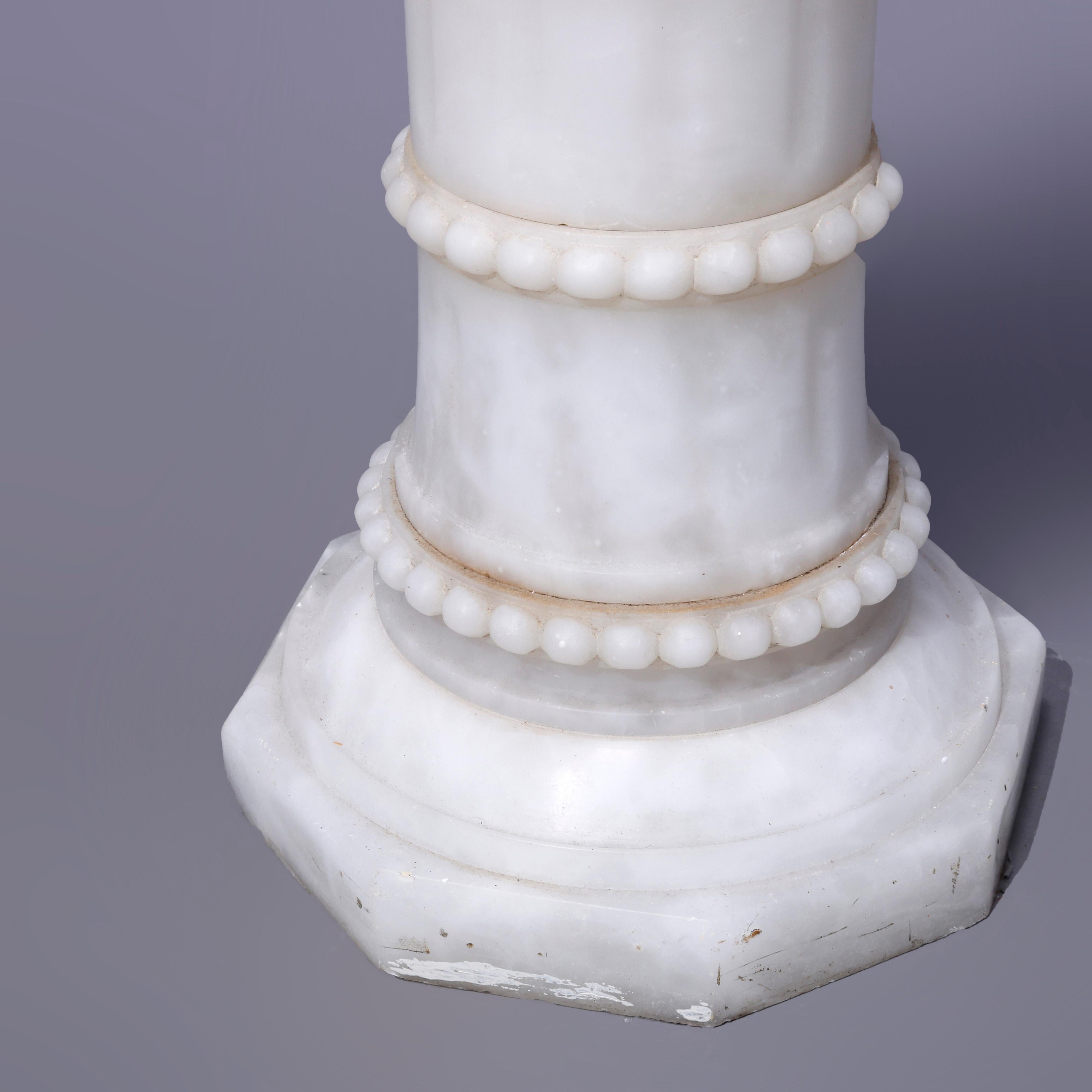 Antique Neoclassical Carved Alabaster Sculpture Display Pedestal Circa 1890 For Sale 3
