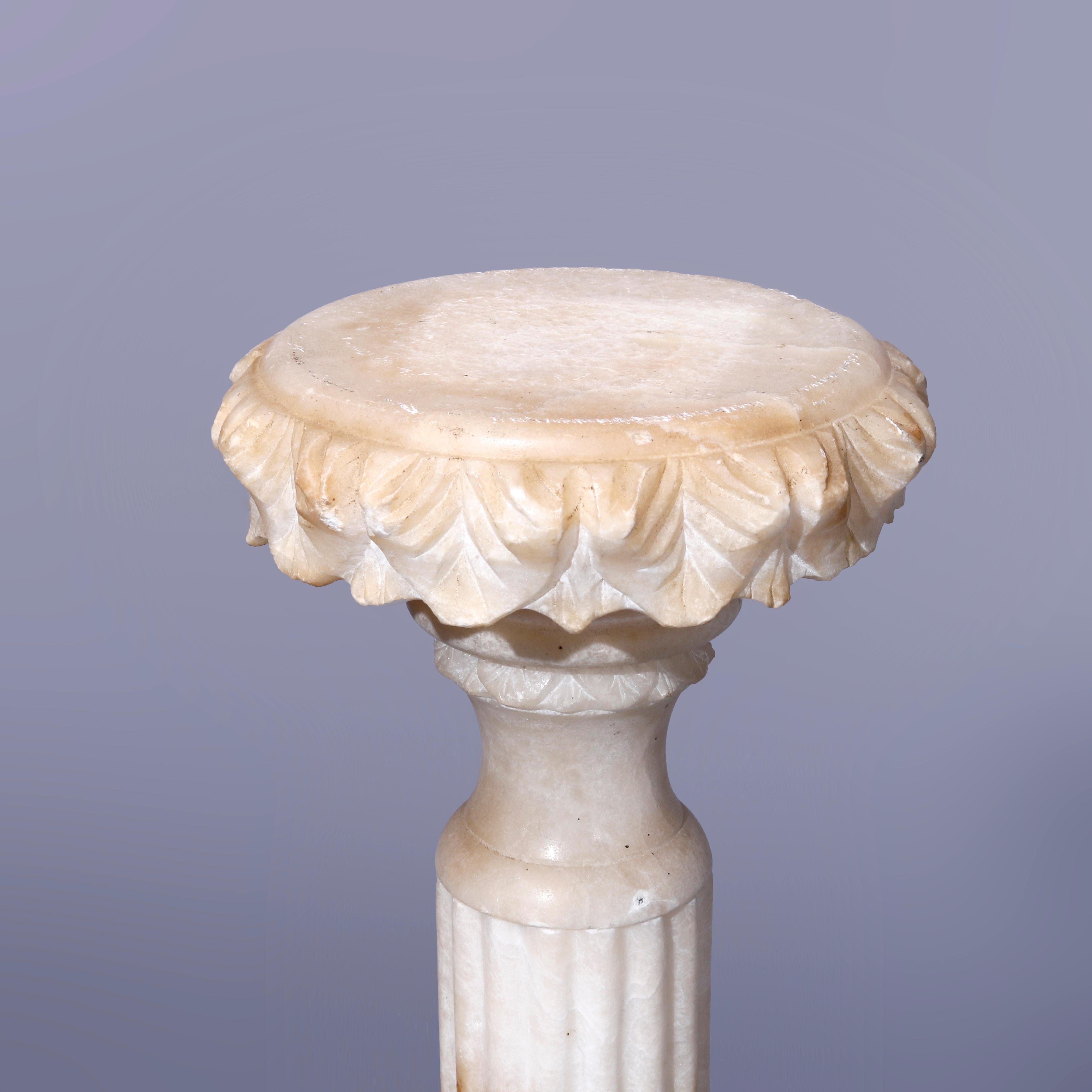 Antique Neoclassical Carved Alabaster Sculpture Display Pedestal Circa 1890 3