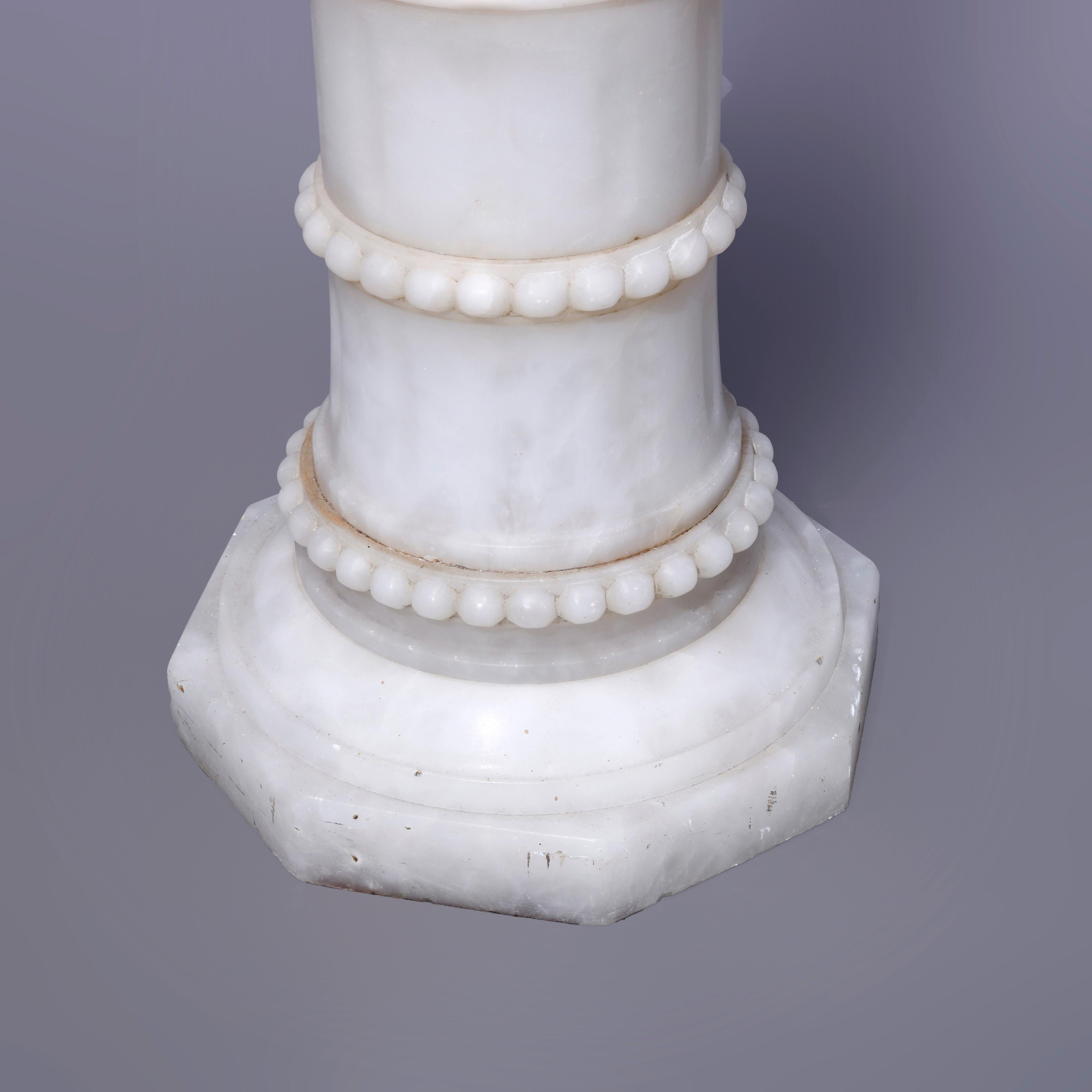 Antique Neoclassical Carved Alabaster Sculpture Display Pedestal Circa 1890 For Sale 4