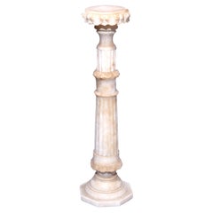 Antique Neoclassical Carved Alabaster Sculpture Display Pedestal Circa 1890