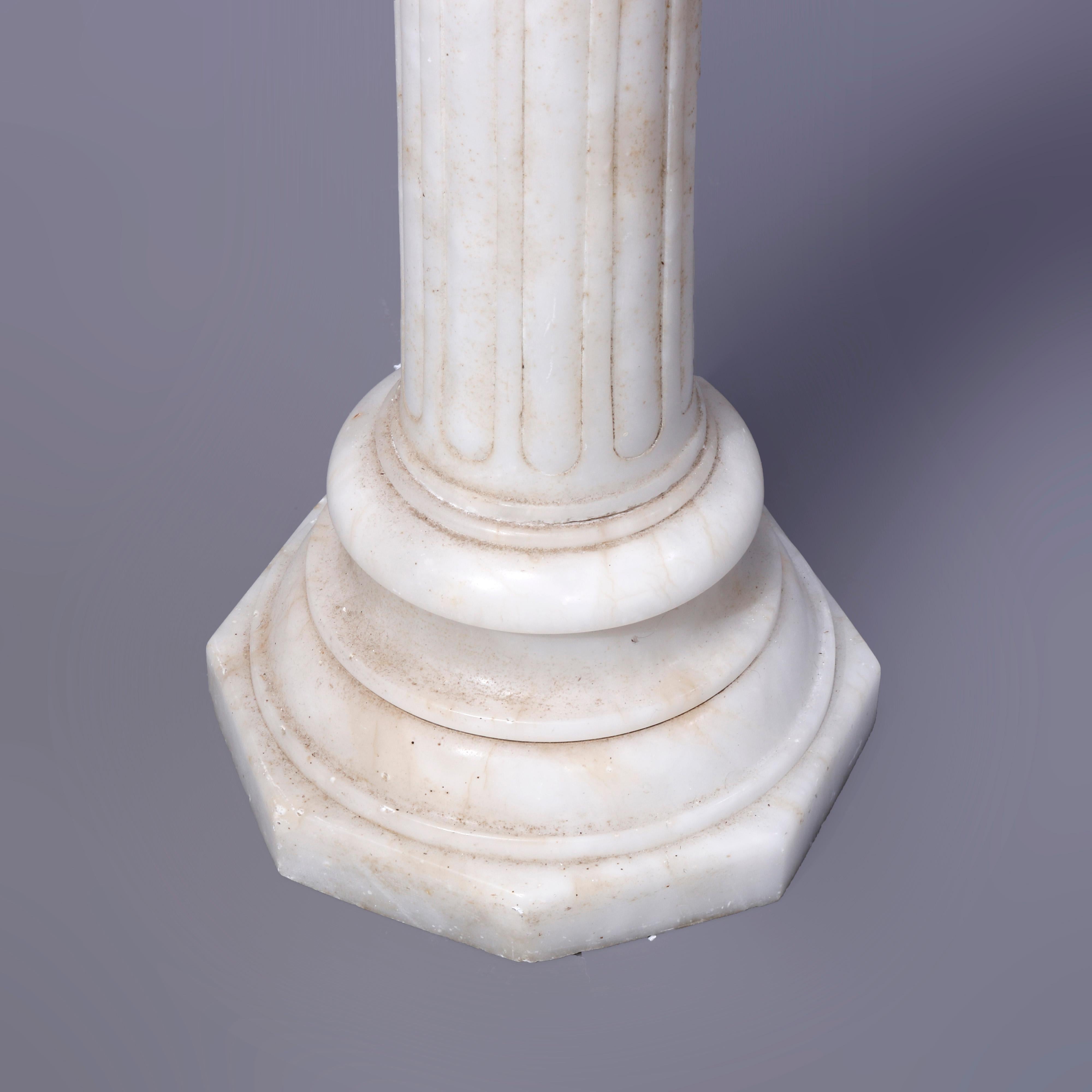 Antique Neoclassical Carved Alabaster Sculpture Pedestal, Rope Twist Form, 1890 For Sale 9