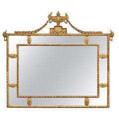 Miroir néoclassique ancien sculpté et doré
