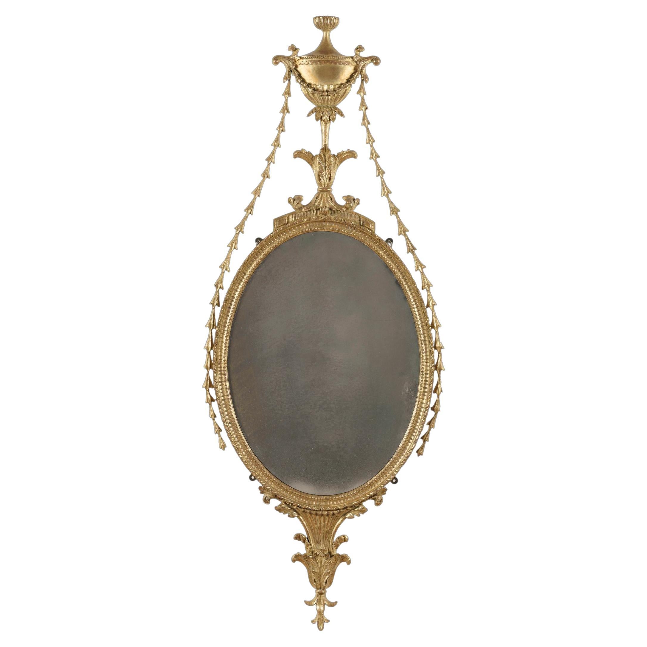 Antique Neoclassical Carved Giltwood Wall Mirror