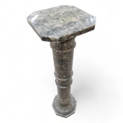 Antique Neoclassical Carved Grey Marble Display Sculpture Pedestal