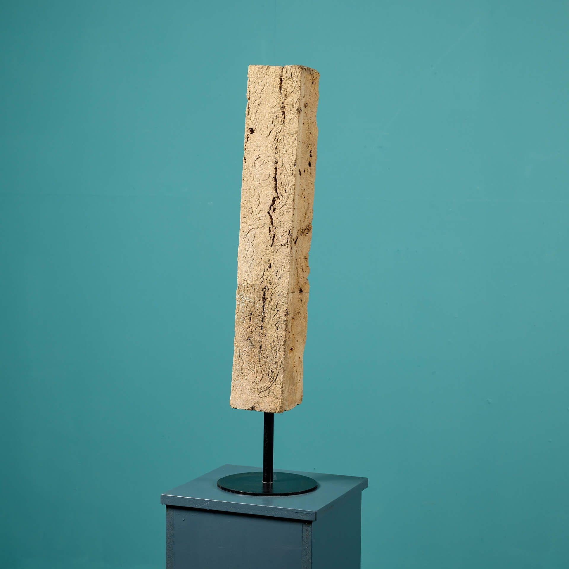English Antique Neoclassical Carved Limestone Fragment For Sale