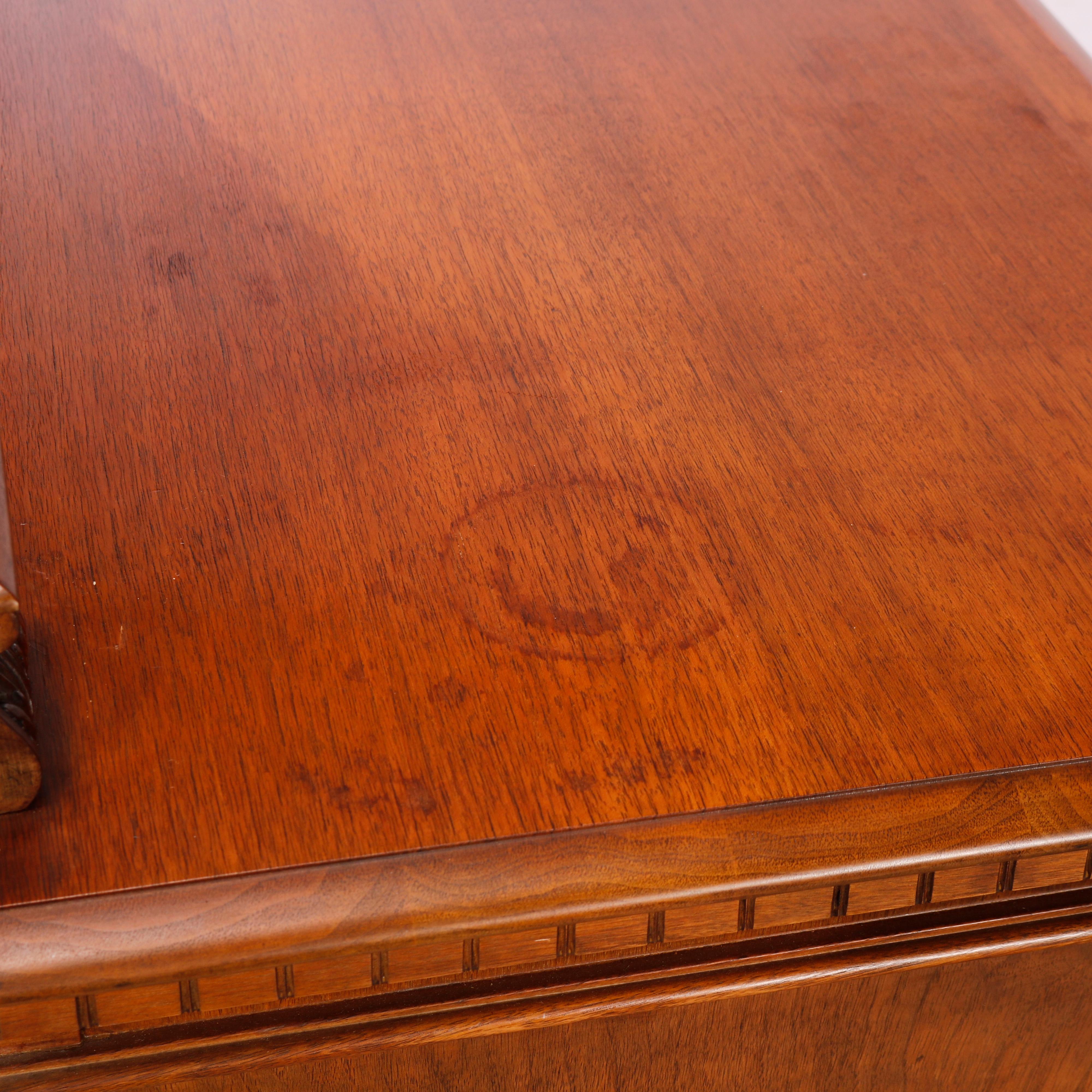 Antique Neoclassical Carved Mahogany & Burl Server circa 1930 For Sale 5