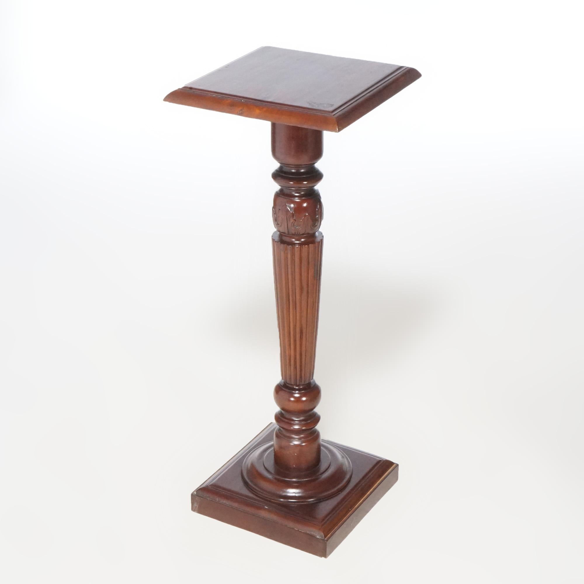 20th Century Antique Neoclassical Carved Mahogany Sculpture Display Pedestal, circa 1900 For Sale