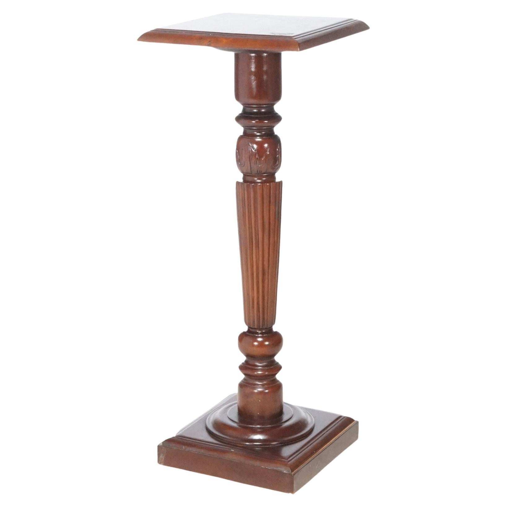 Antique Neoclassical Carved Mahogany Sculpture Display Pedestal, circa 1900 For Sale