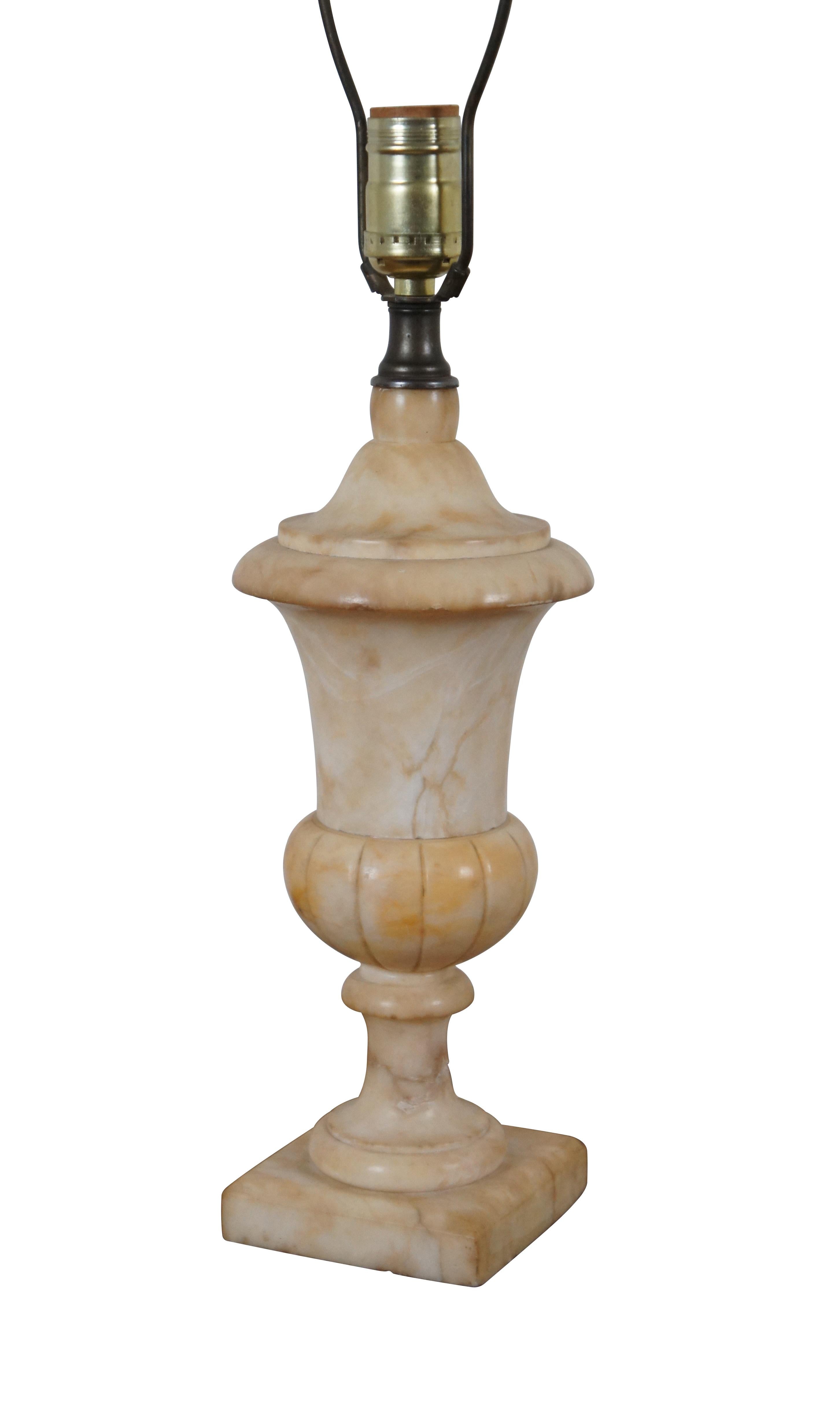 Antique Neoclassical Carved Marble Alabaster Trophy Urn Table Lamp 16