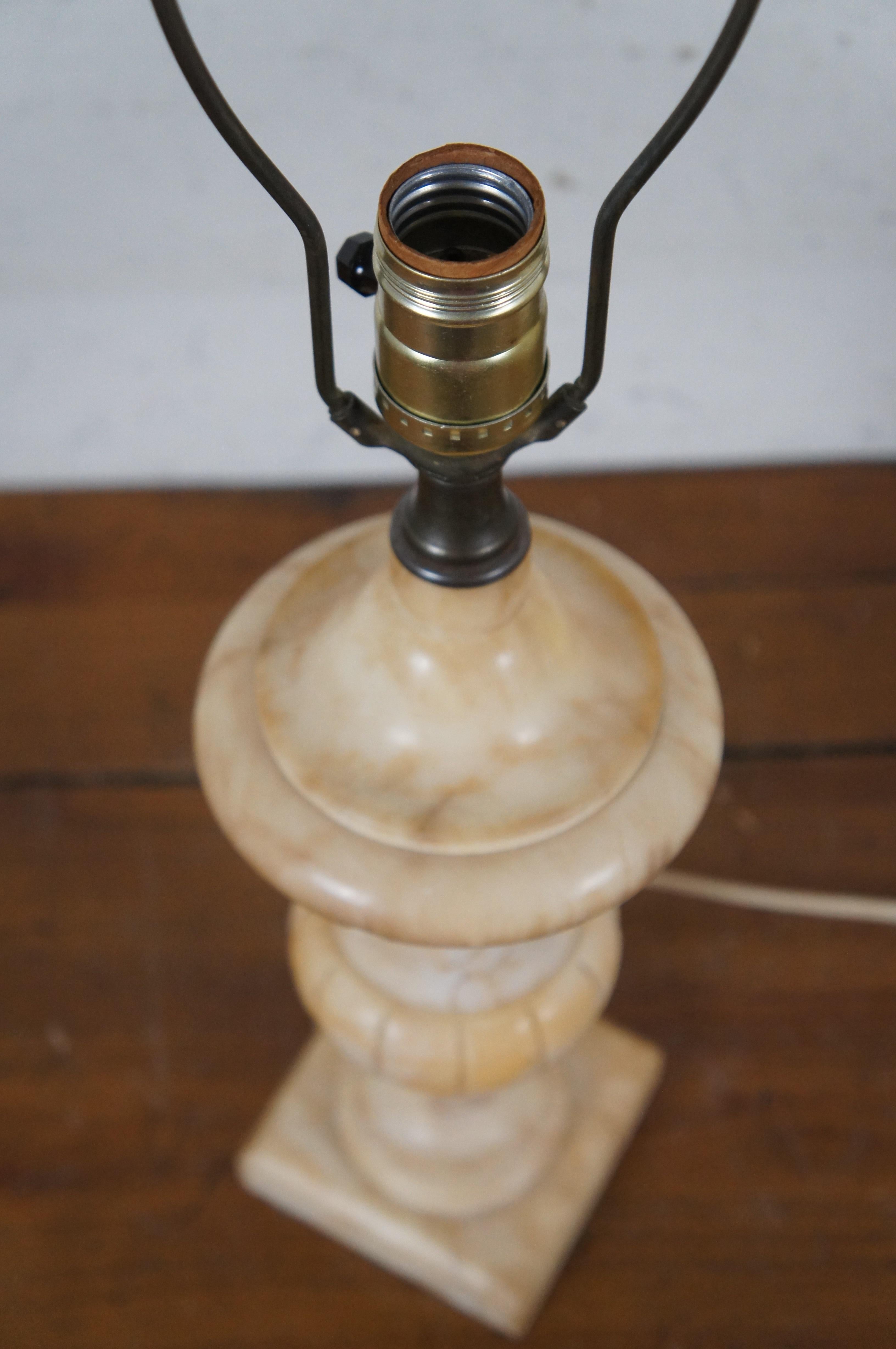 Antique Neoclassical Carved Marble Alabaster Trophy Urn Table Lamp 16