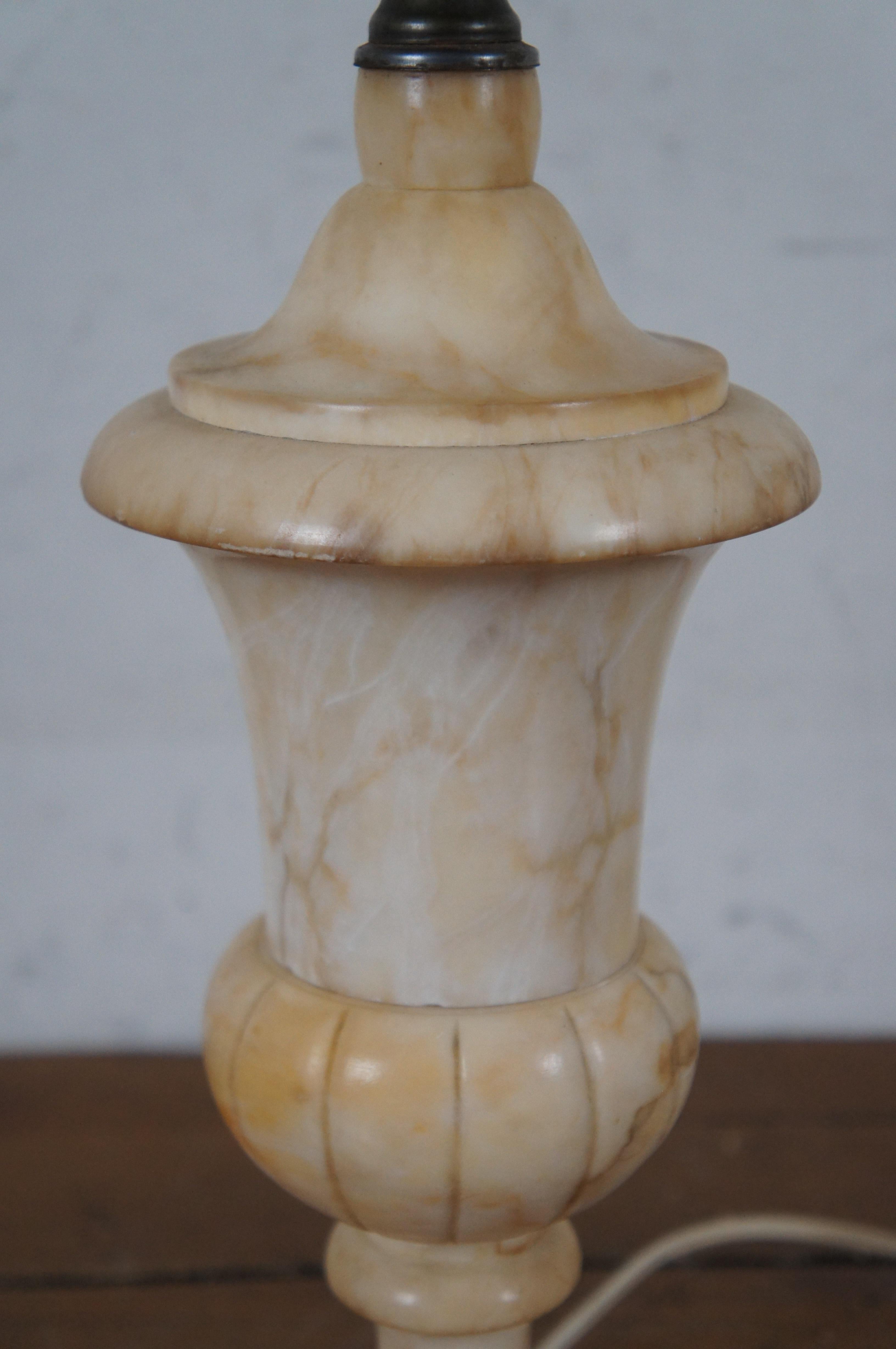 Antique Neoclassical Carved Marble Alabaster Trophy Urn Table Lamp 16