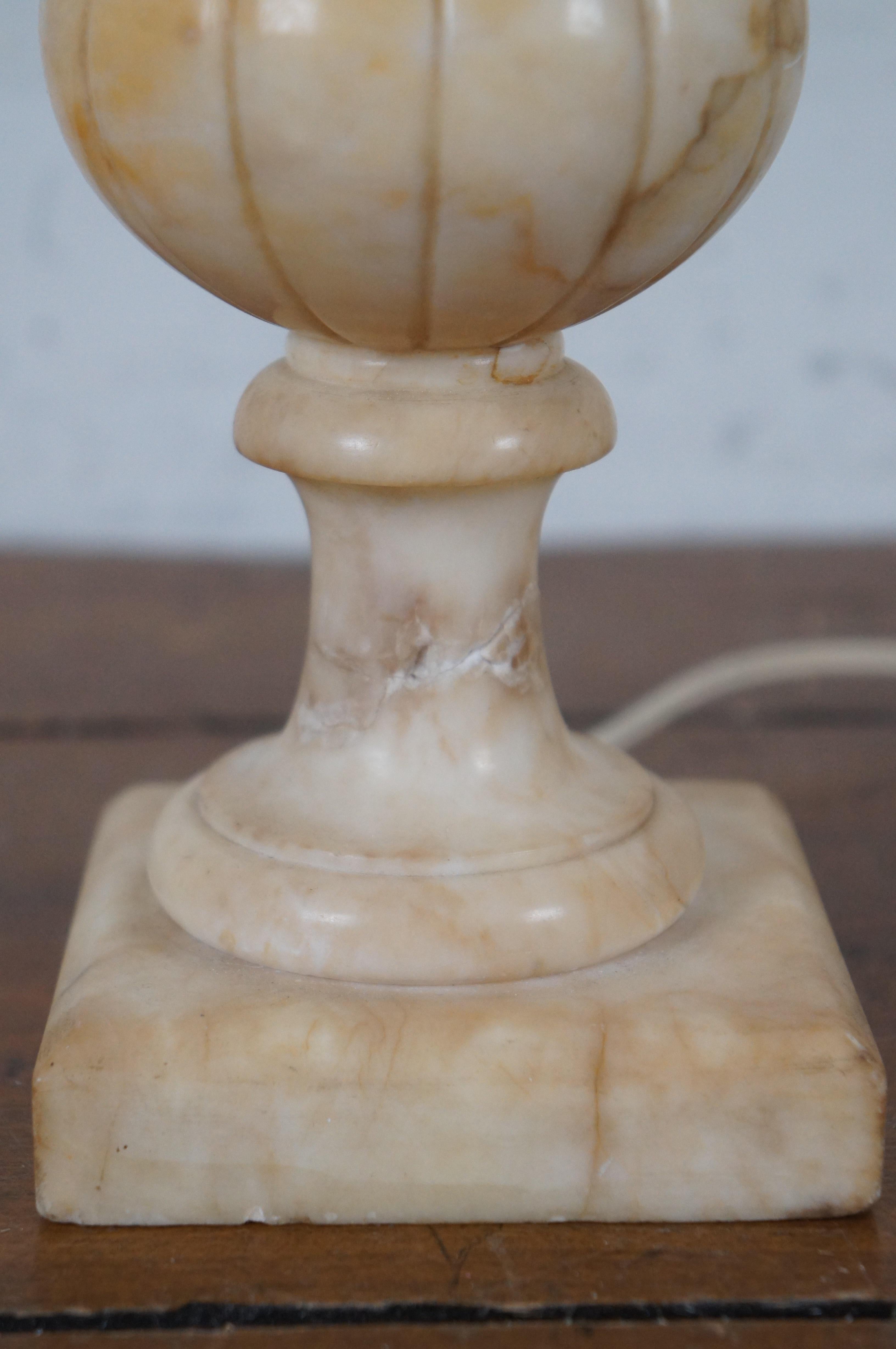 Antique Neoclassical Carved Marble Alabaster Trophy Urn Table Lamp 16