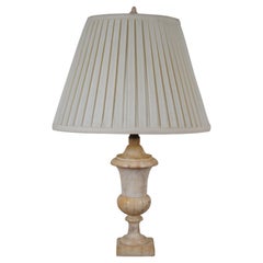 Antique Neoclassical Carved Marble Alabaster Trophy Urn Table Lamp 16"