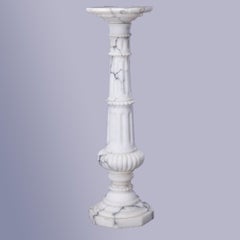 Antique Neoclassical Carved Marble Column Sculpture Display Pedestal, circa 1890