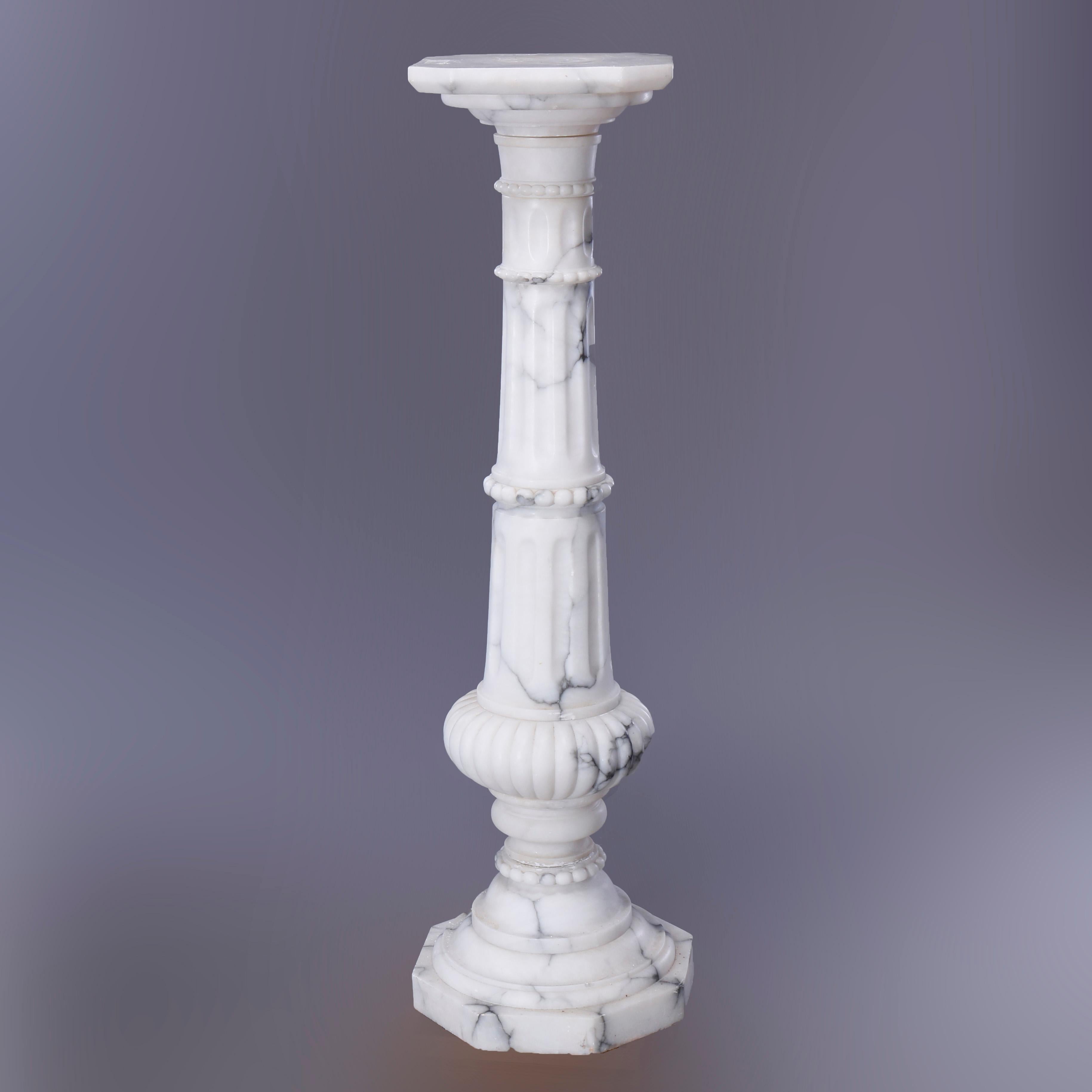 Antique Neoclassical Carved Marble Column Sculpture Display Pedestal, circa 1890 In Good Condition In Big Flats, NY