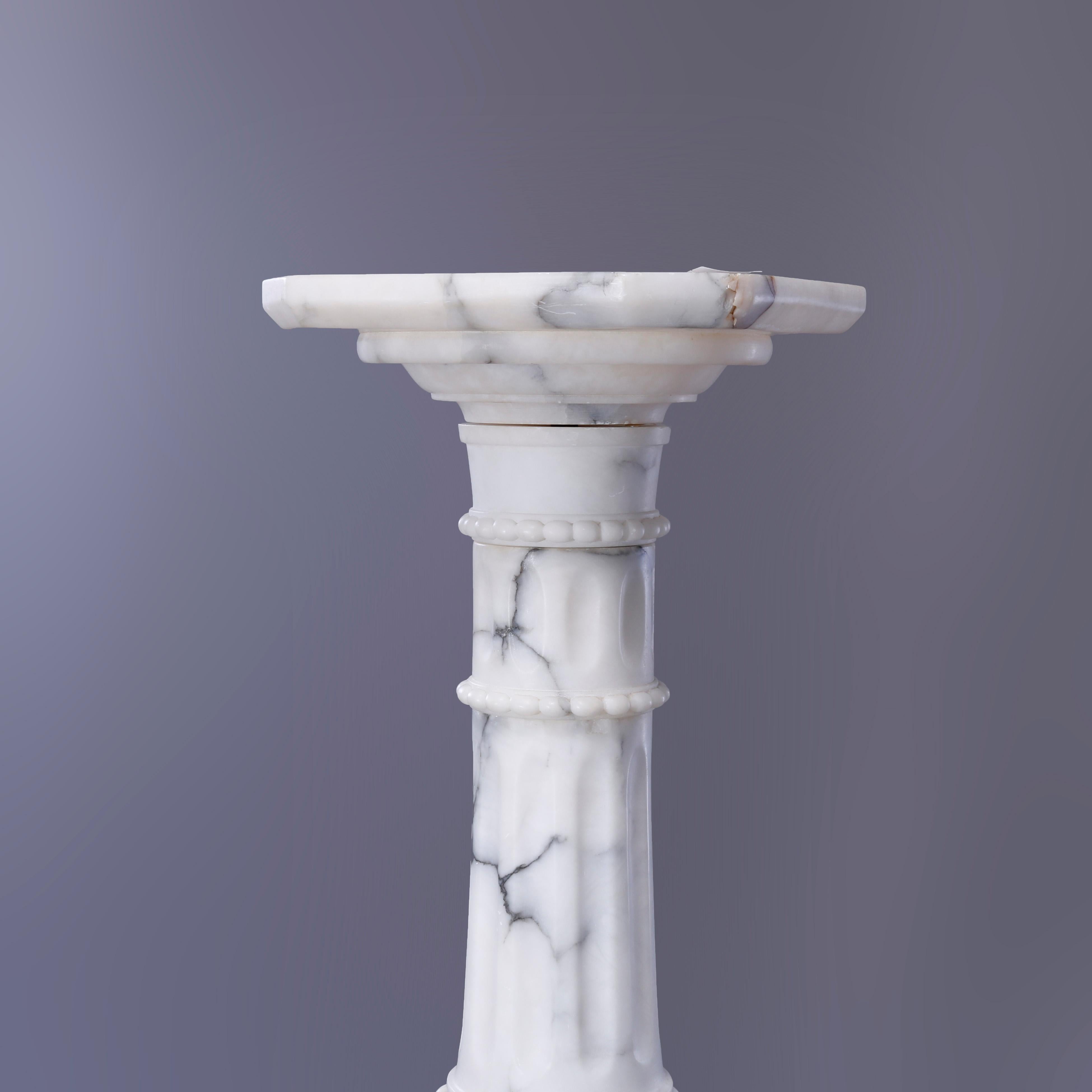 19th Century Antique Neoclassical Carved Marble Column Sculpture Display Pedestal, circa 1890