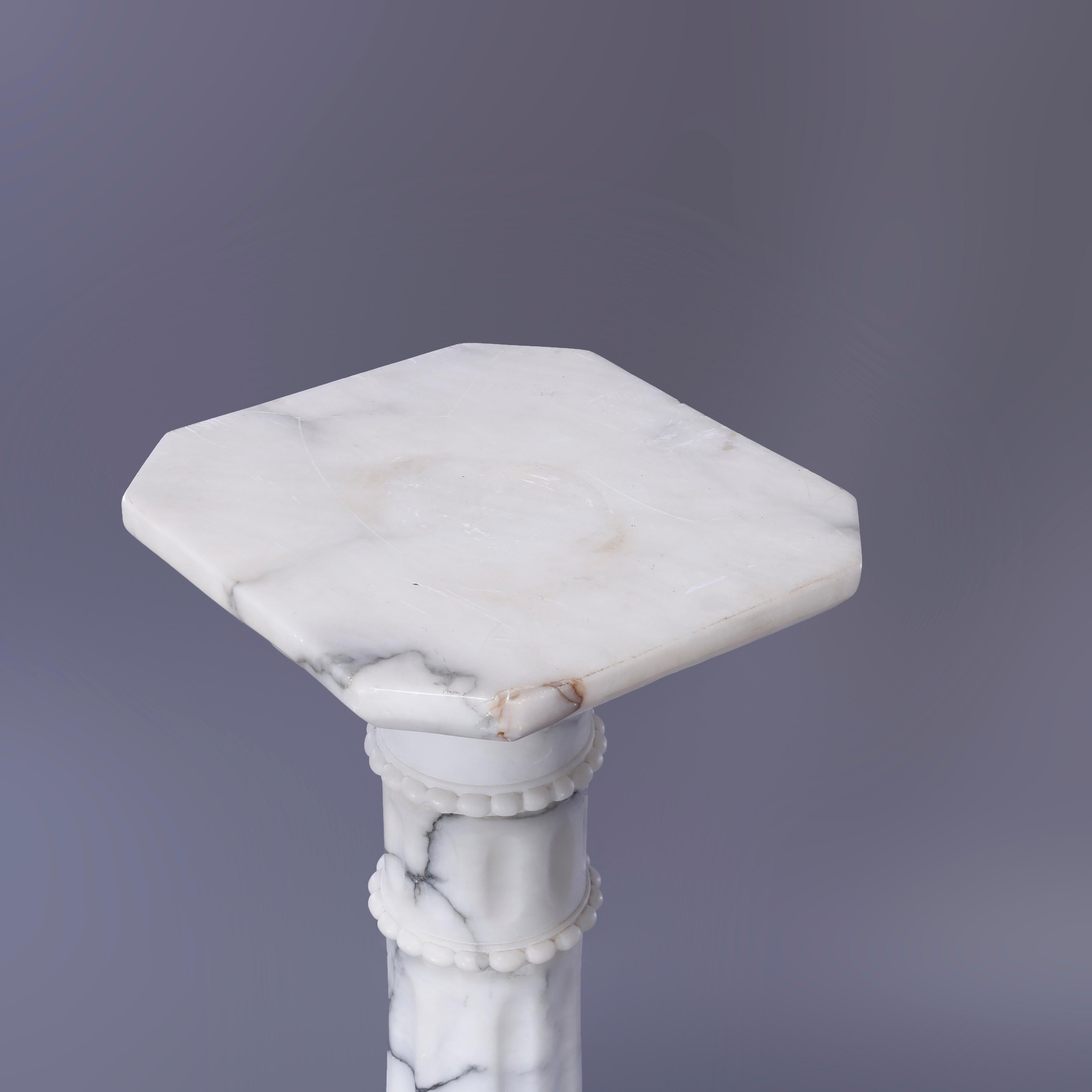 Antique Neoclassical Carved Marble Column Sculpture Display Pedestal, circa 1890 1