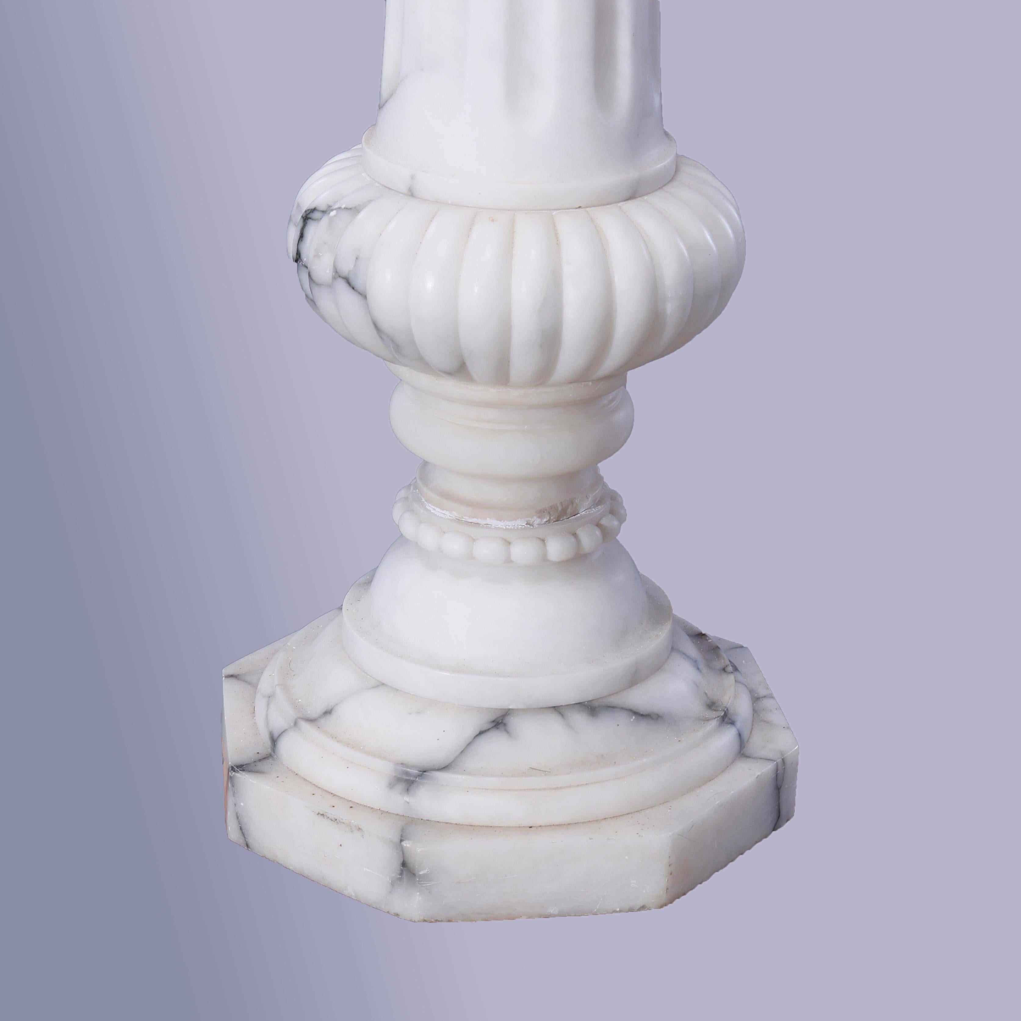 Antique Neoclassical Carved Marble Column Sculpture Display Pedestal, circa 1890 2