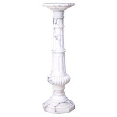 Antique Neoclassical Carved Marble Column Sculpture Display Pedestal, circa 1890