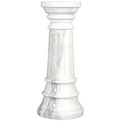 Antique Neoclassical Carved Marble Greek Corinthian Column Sculpture Stand